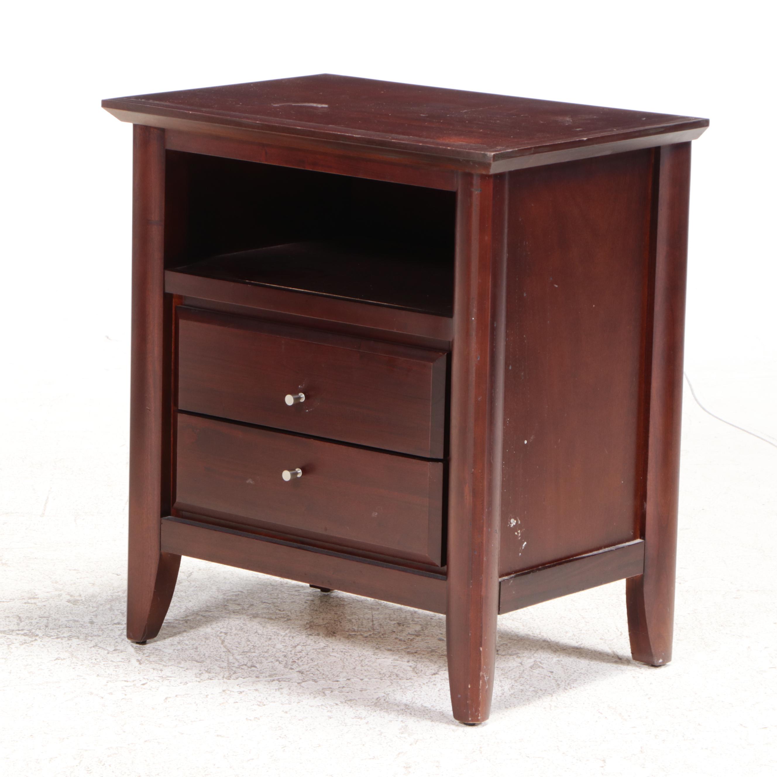 Pair of Contemporary Mahogany Finish End Tables or Bedside Tables