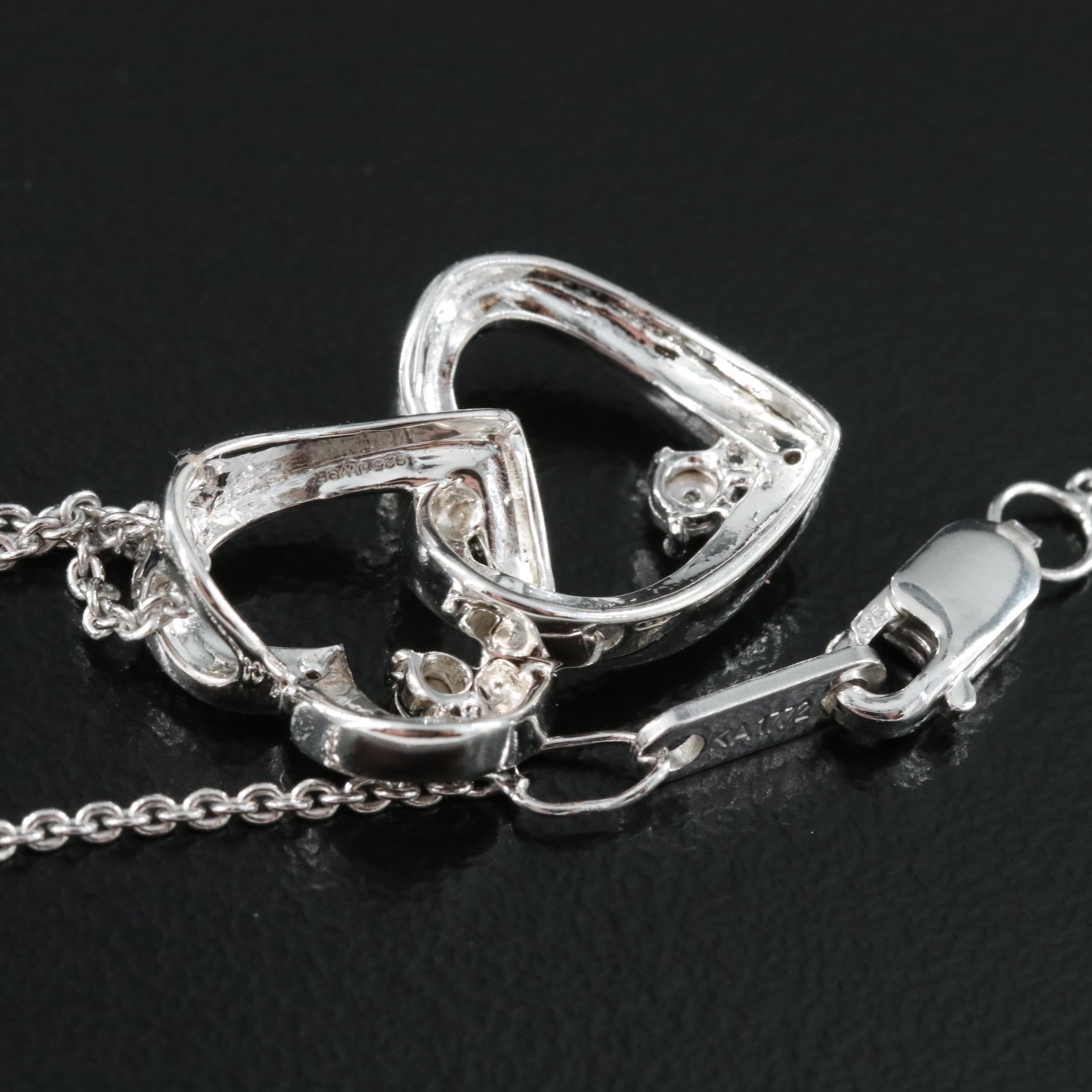 Sterling Diamond Double Heart Necklace