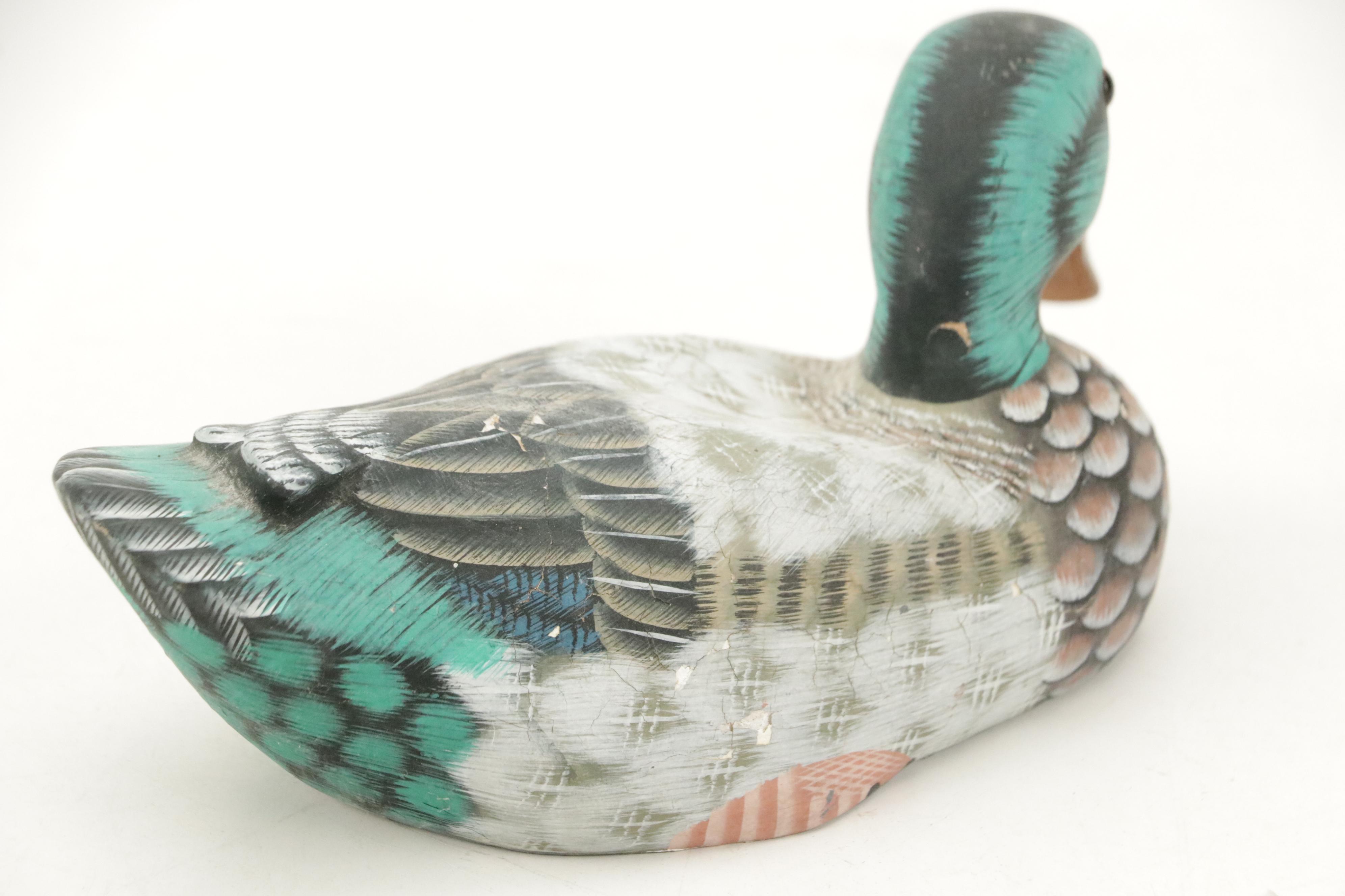 Signed Renee Wickman "Common Loon" Figurine with Other Carved Duck Figurines