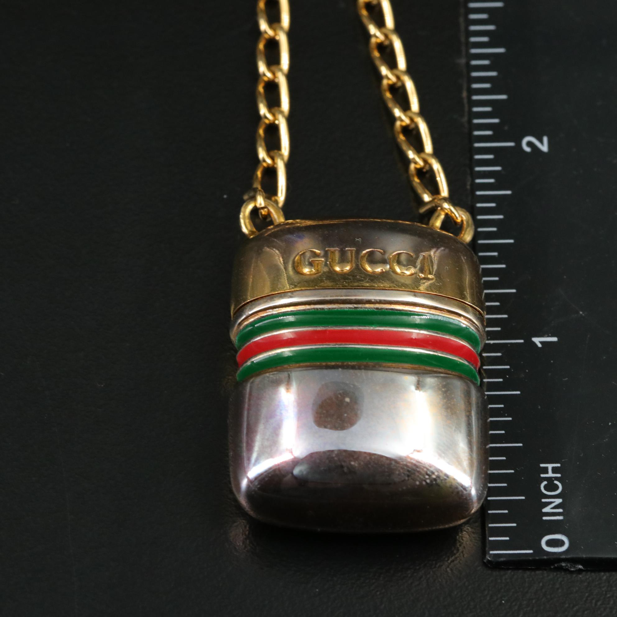 Gucci Vintage Pill Box Pendant Necklace with Box