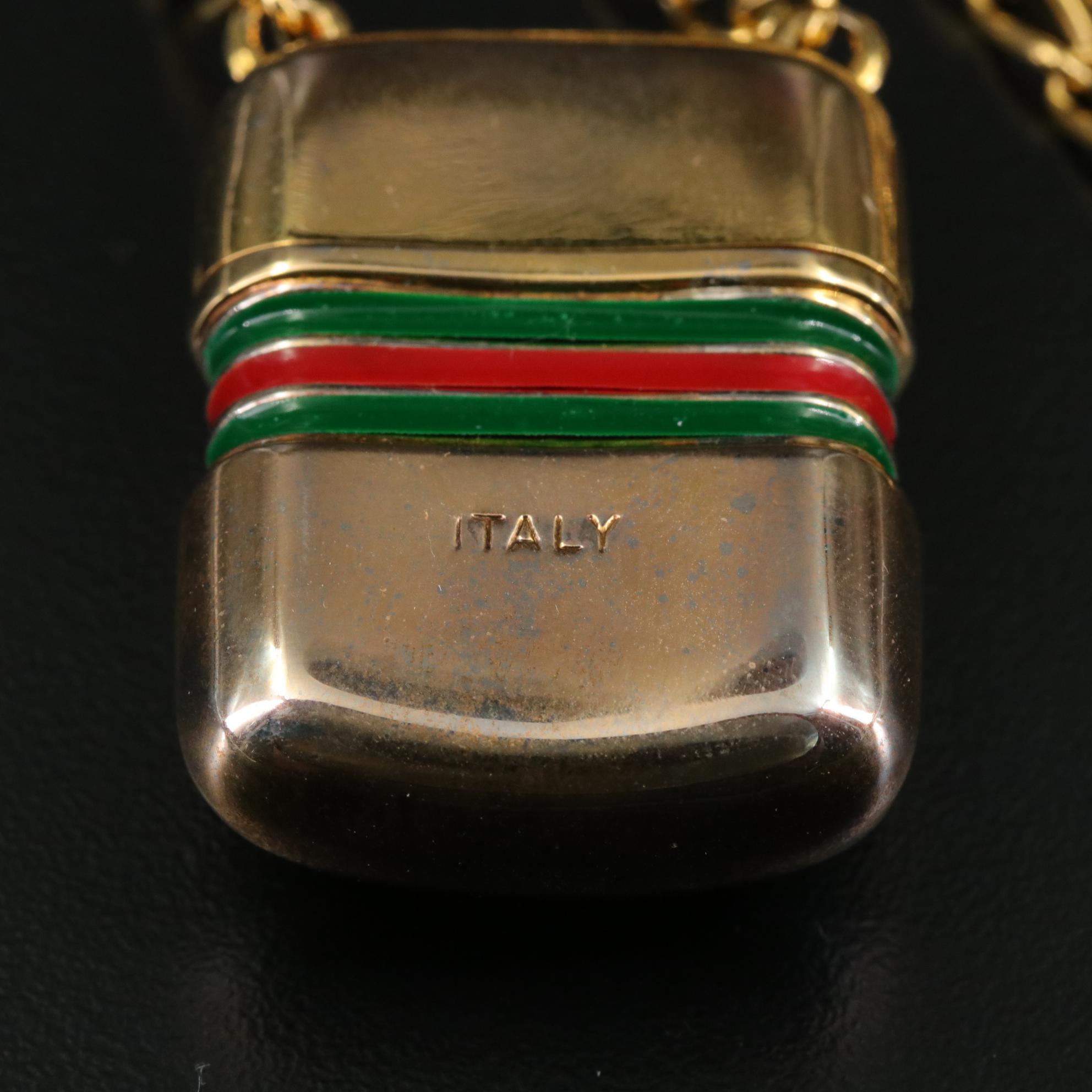Gucci Vintage Pill Box Pendant Necklace with Box