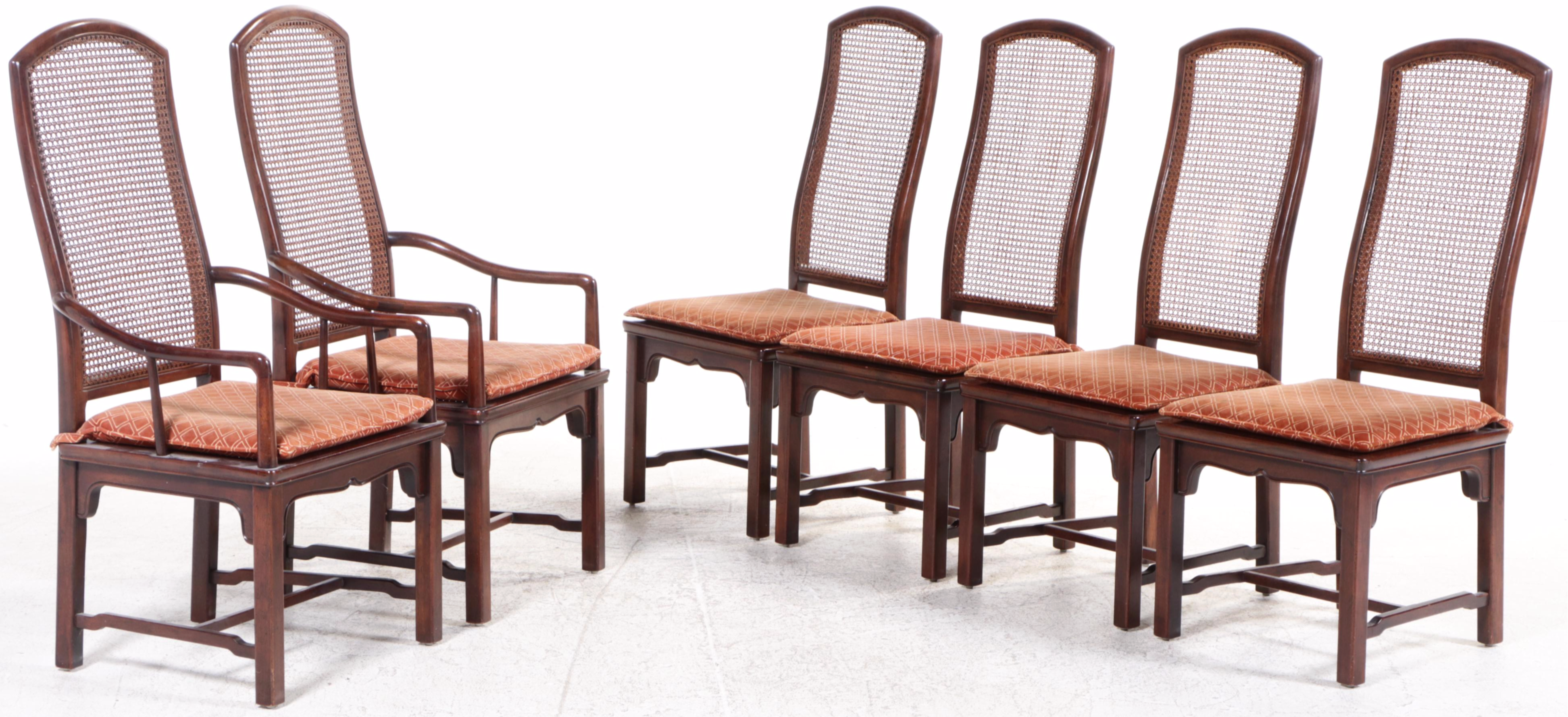 Seven-Piece Henredon Chinese Style Walnut Dining Set