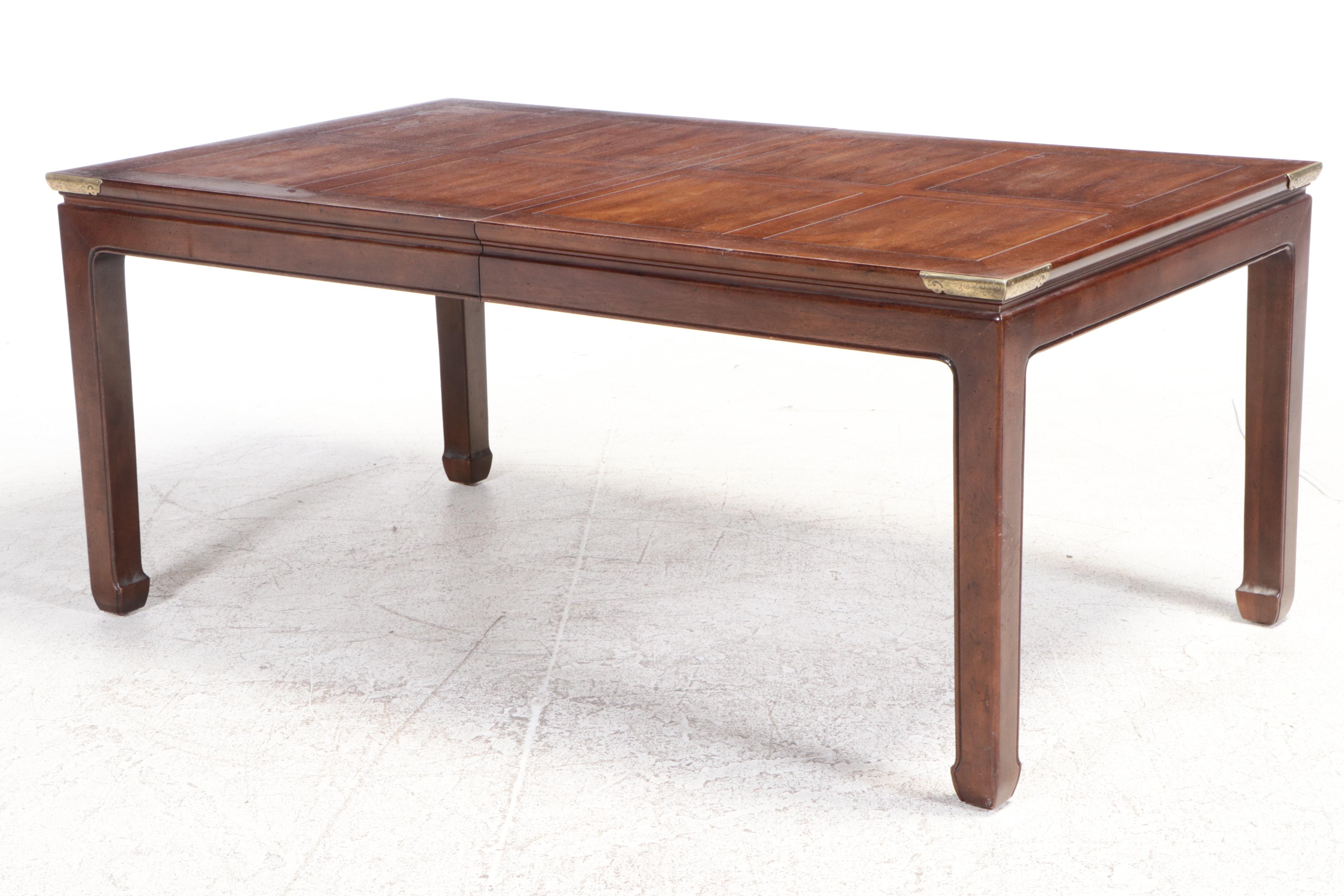 Seven-Piece Henredon Chinese Style Walnut Dining Set