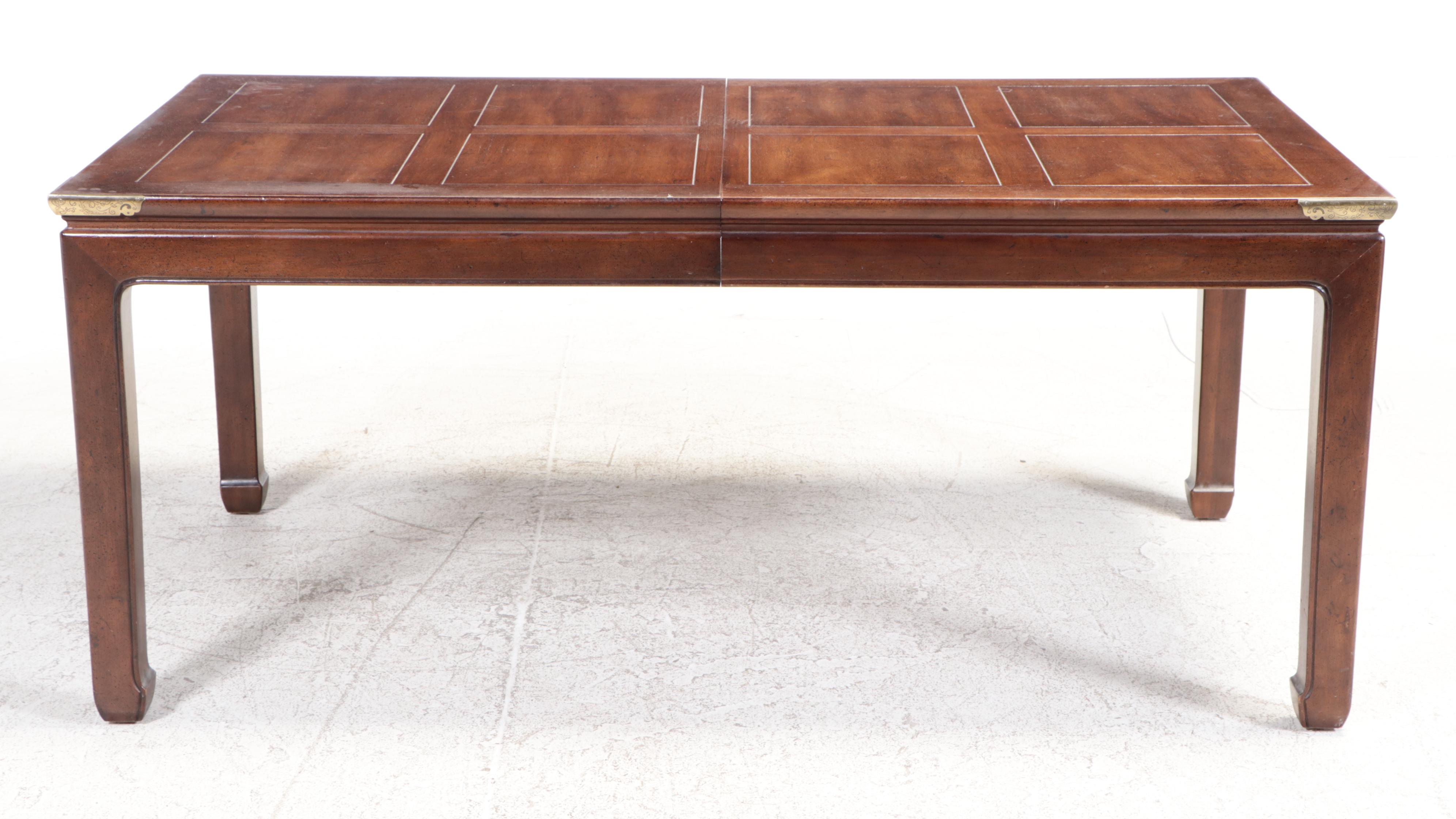 Seven-Piece Henredon Chinese Style Walnut Dining Set