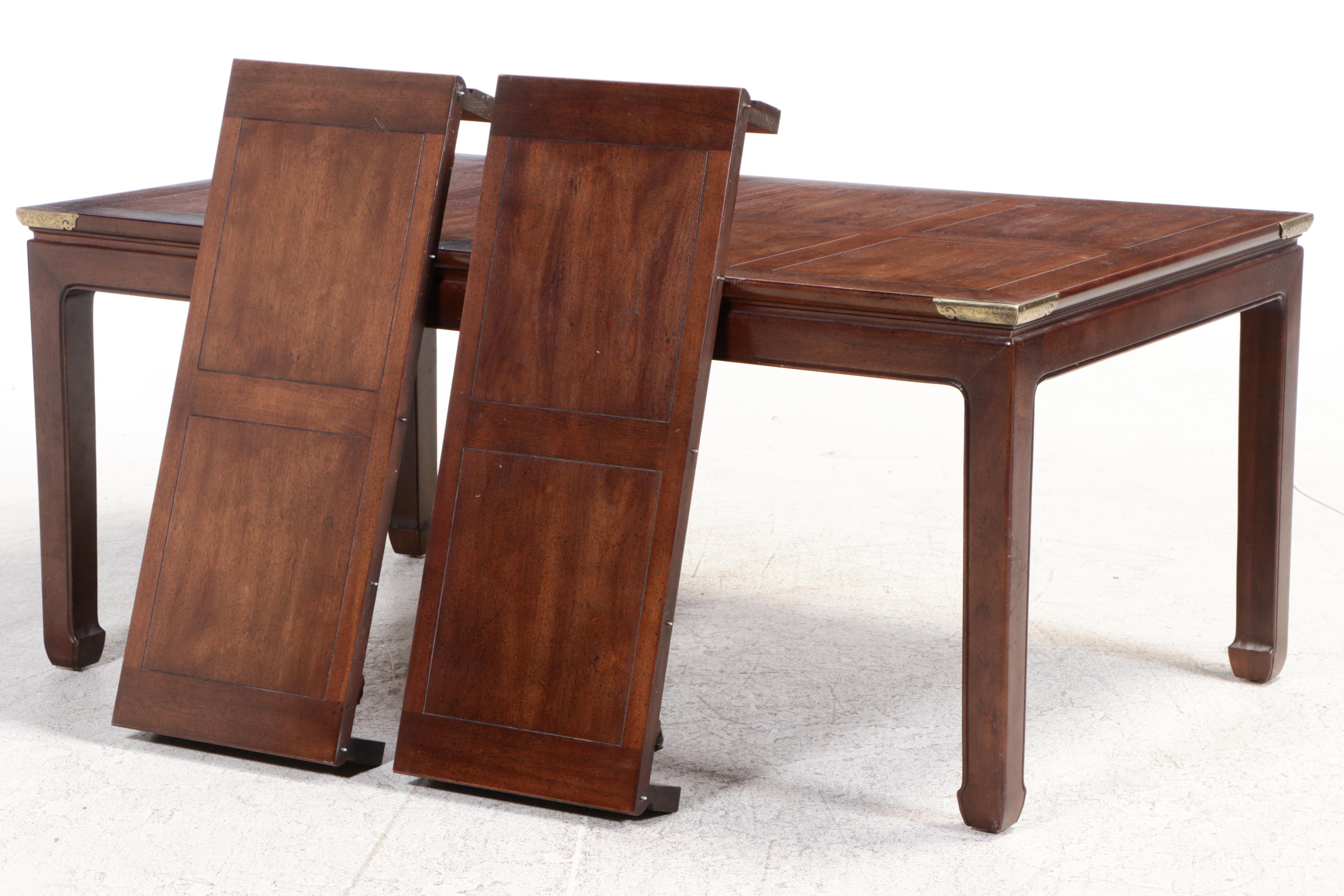 Seven-Piece Henredon Chinese Style Walnut Dining Set