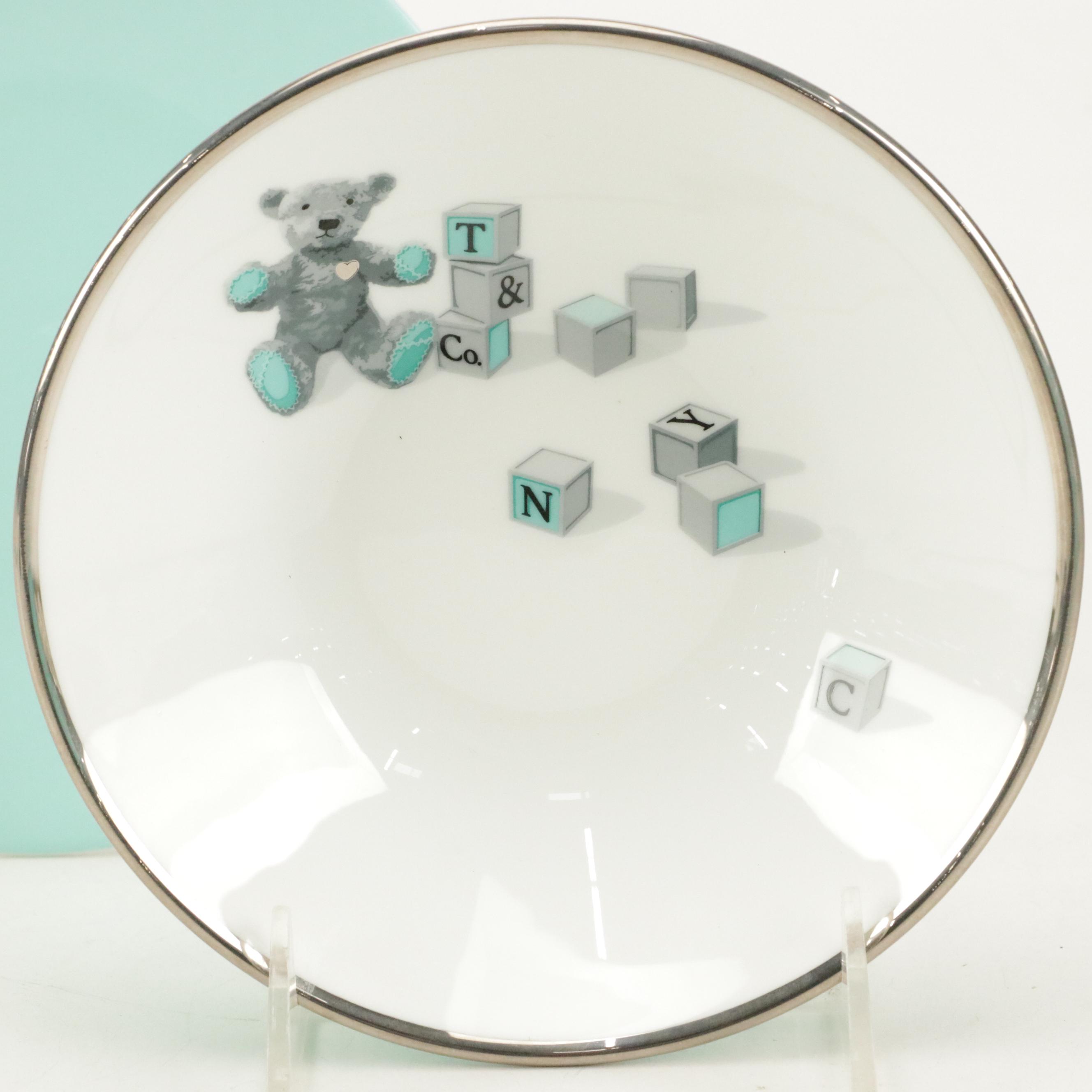 Tiffany & Co. "Bear and Block" Three-Piece Bone China Child's Dinnerware Set