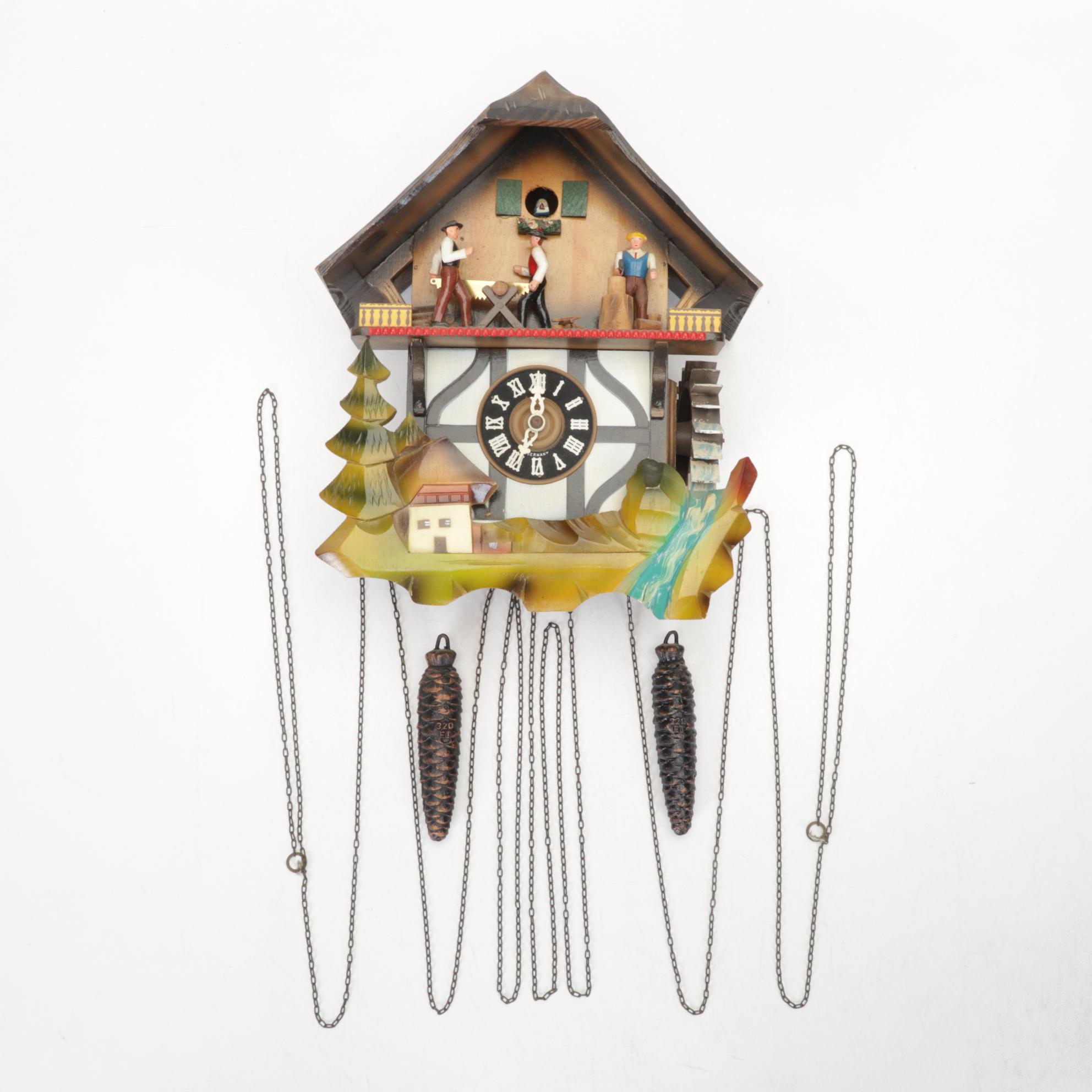 West German E. Schmeckenbecher Black Forest Chalet Cuckoo Clock