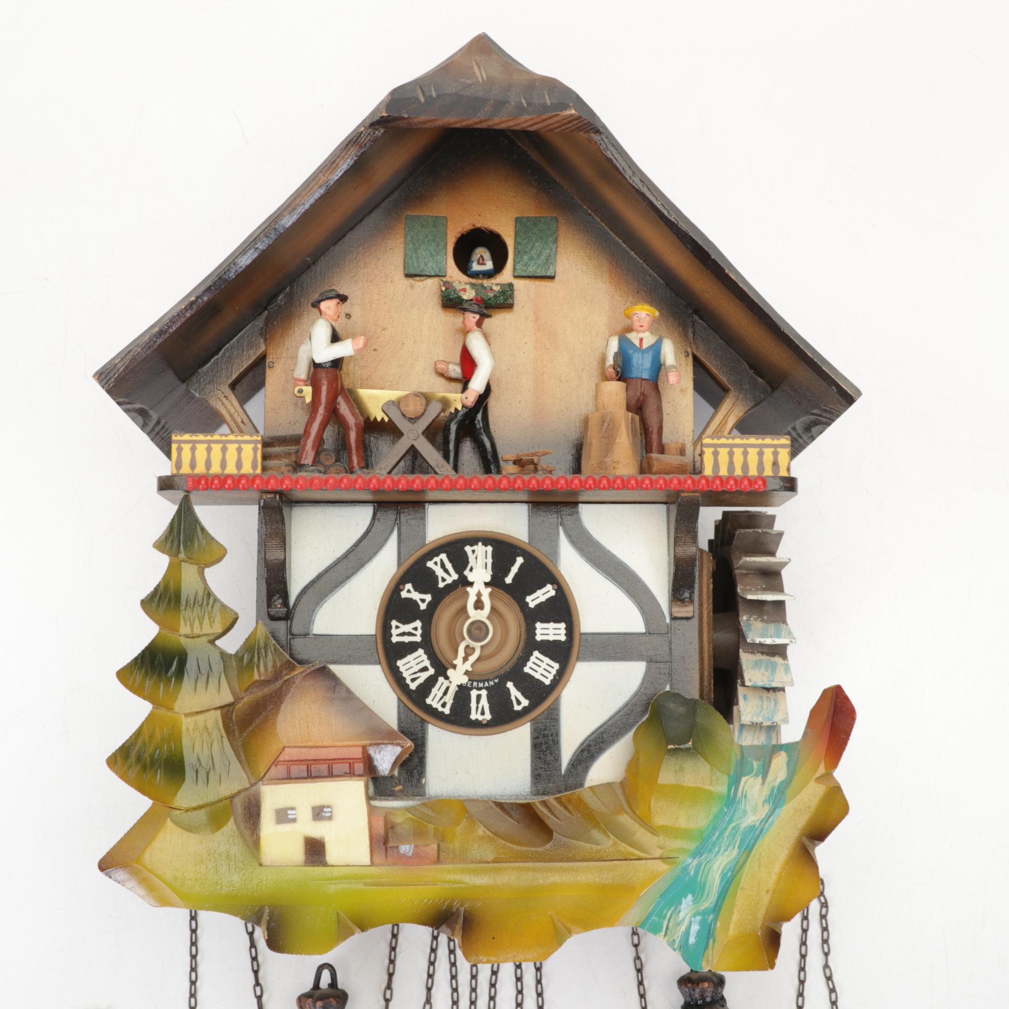 West German E. Schmeckenbecher Black Forest Chalet Cuckoo Clock