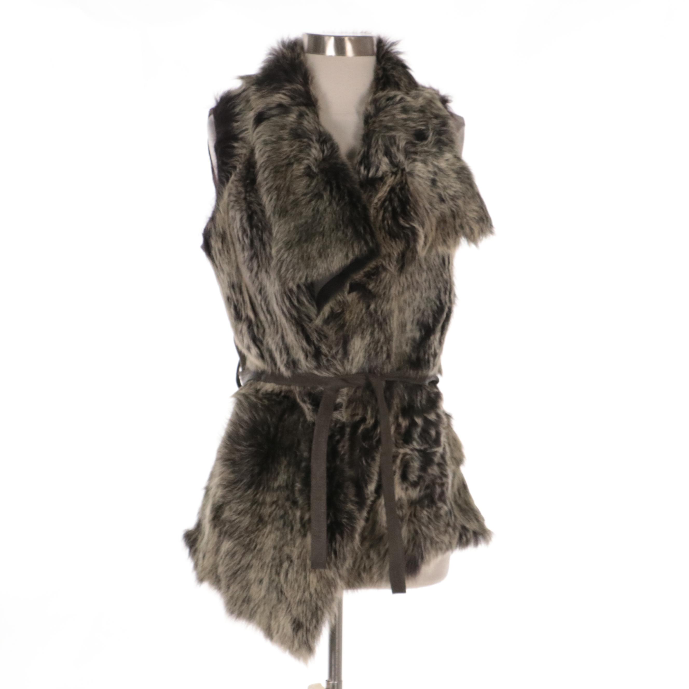 34White Vest in Goat Fur and Leather