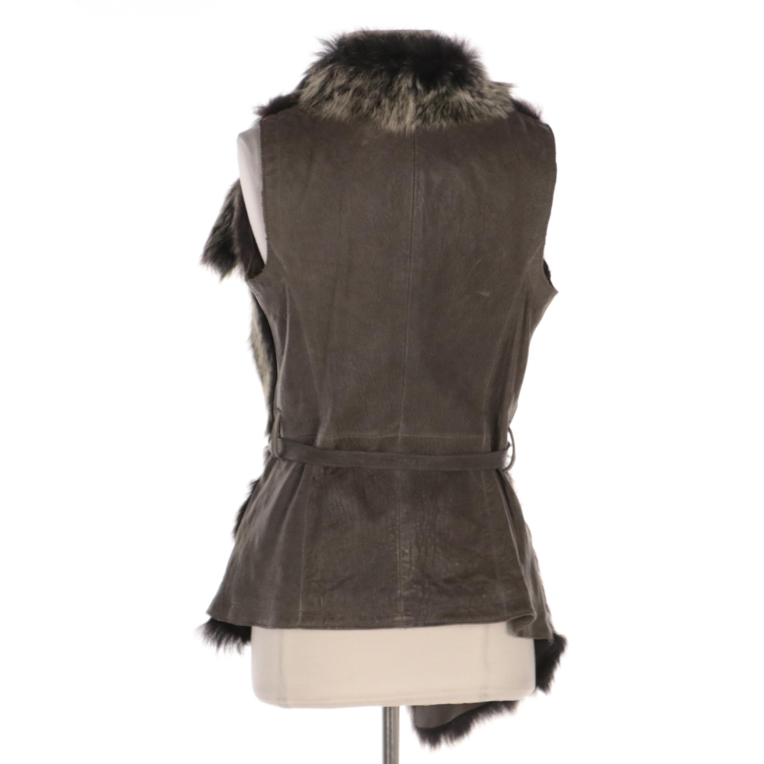 34White Vest in Goat Fur and Leather