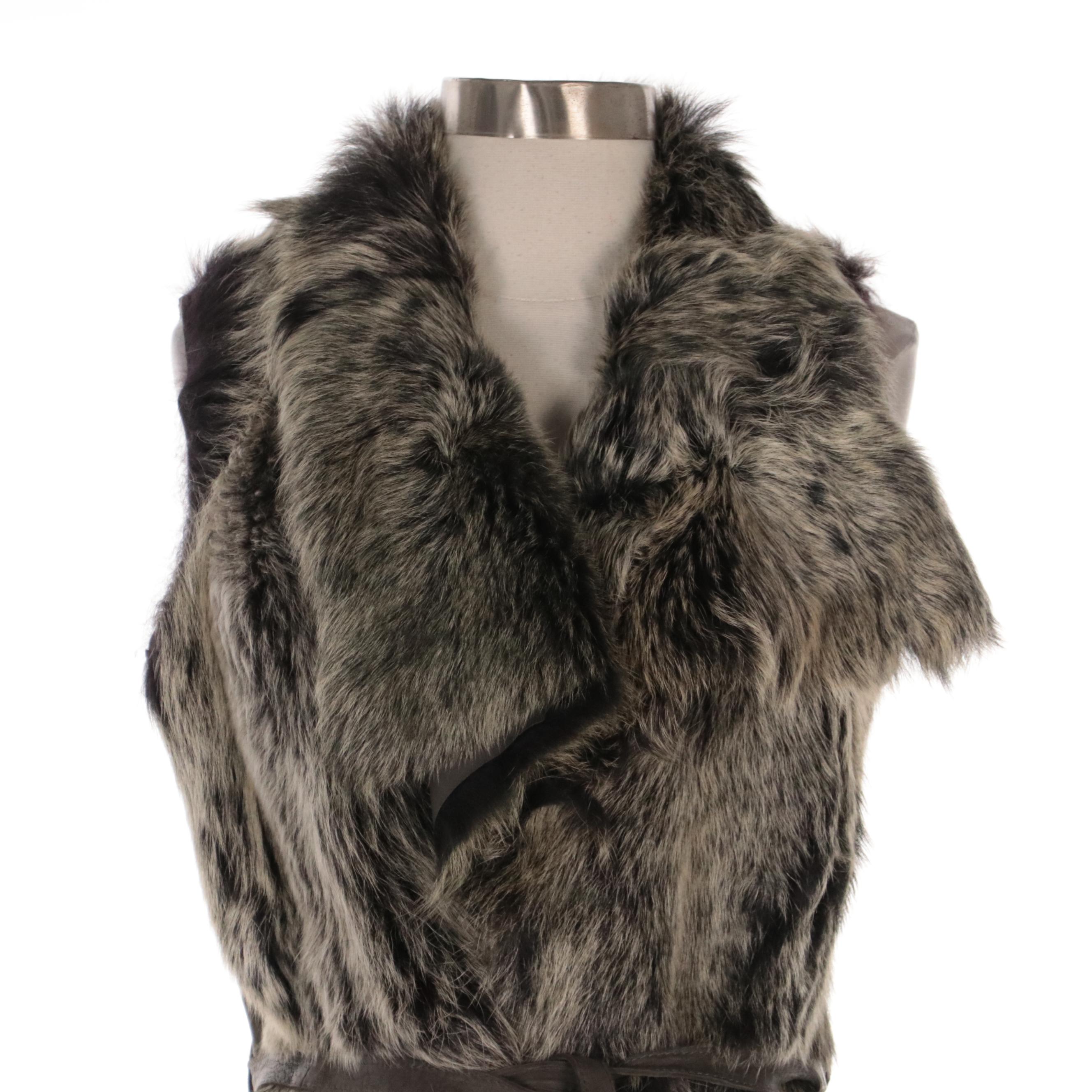 34White Vest in Goat Fur and Leather
