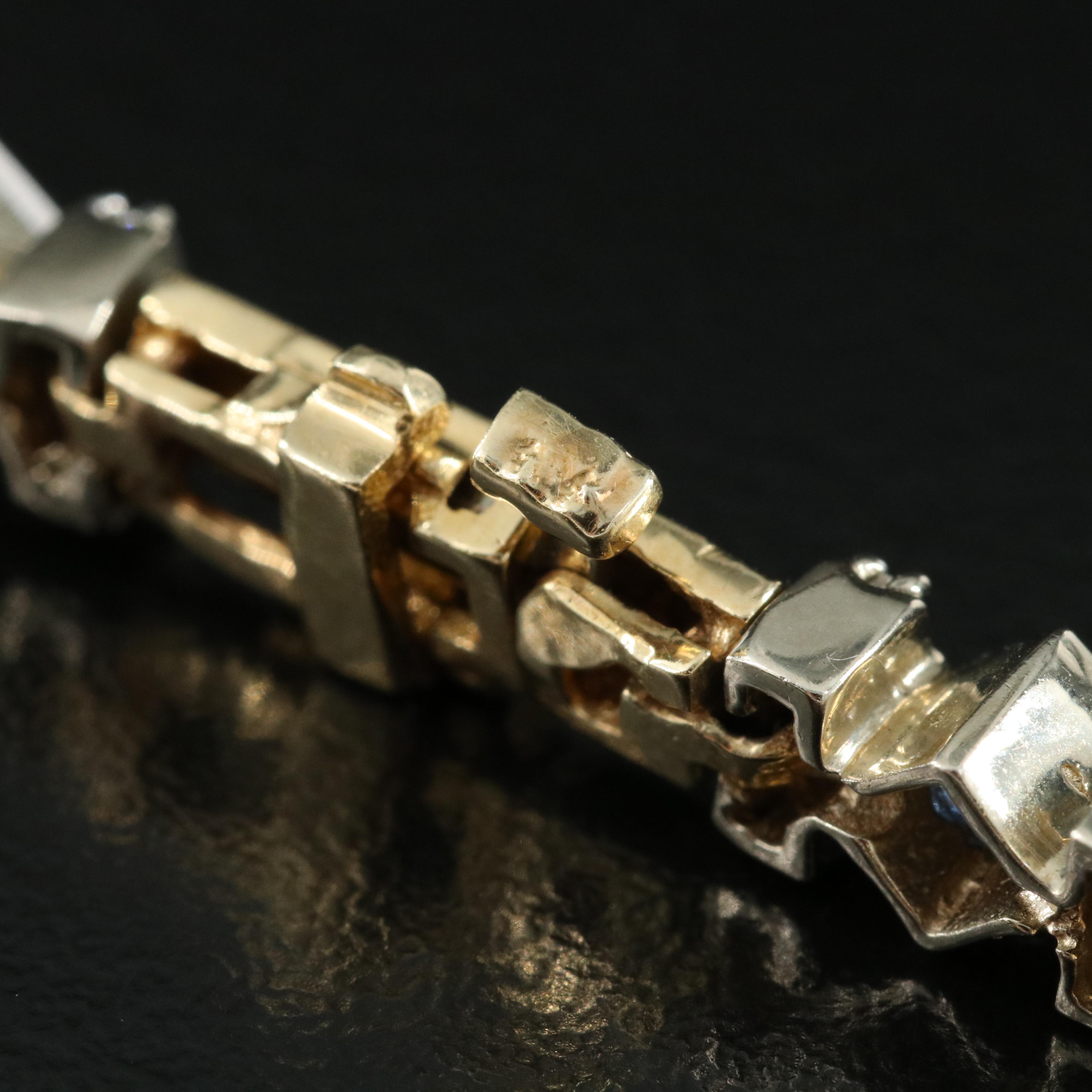 14K Sapphire and 1.26 CTW Diamond Bar Link Bracelet