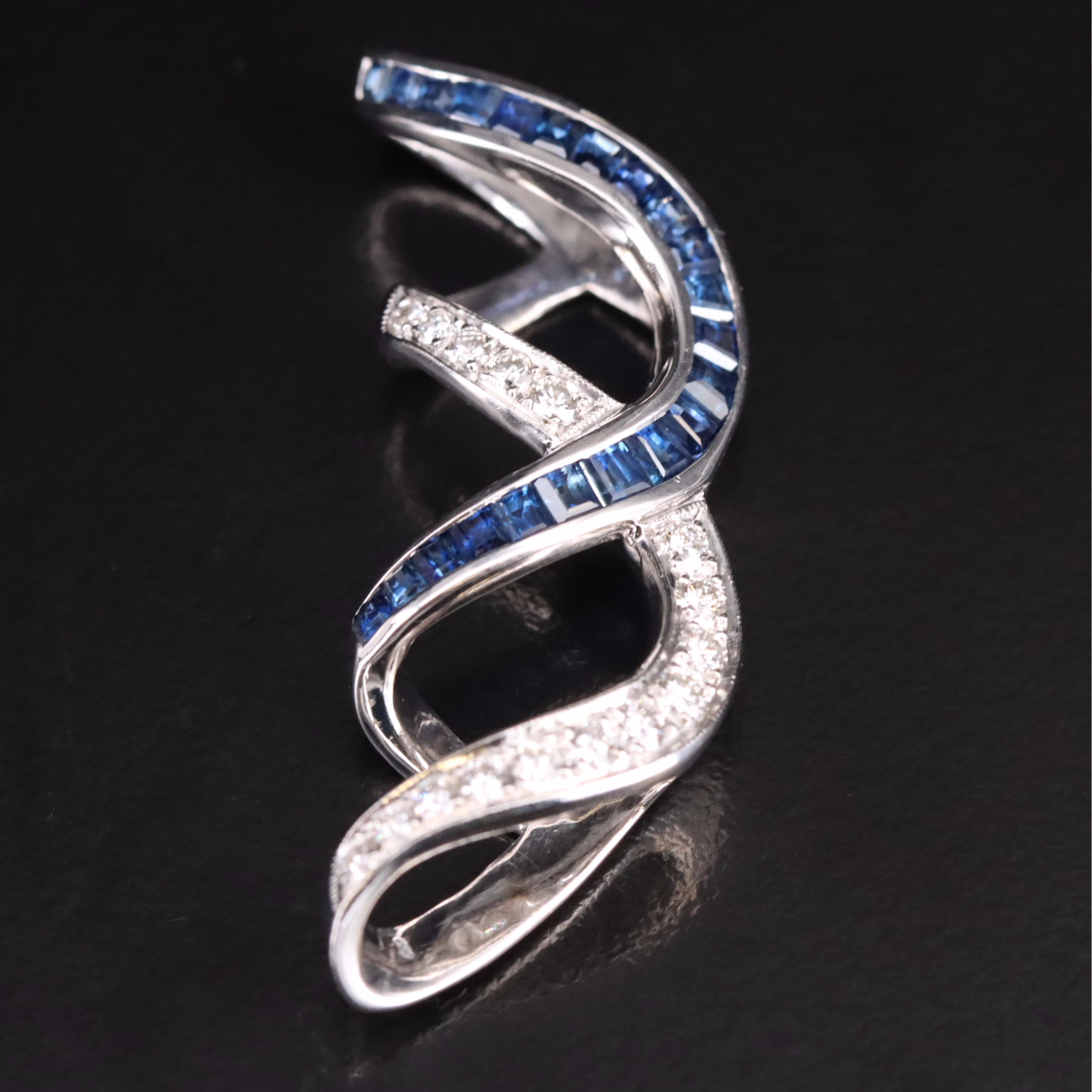 18K Diamond and Sapphire Slide Pendant
