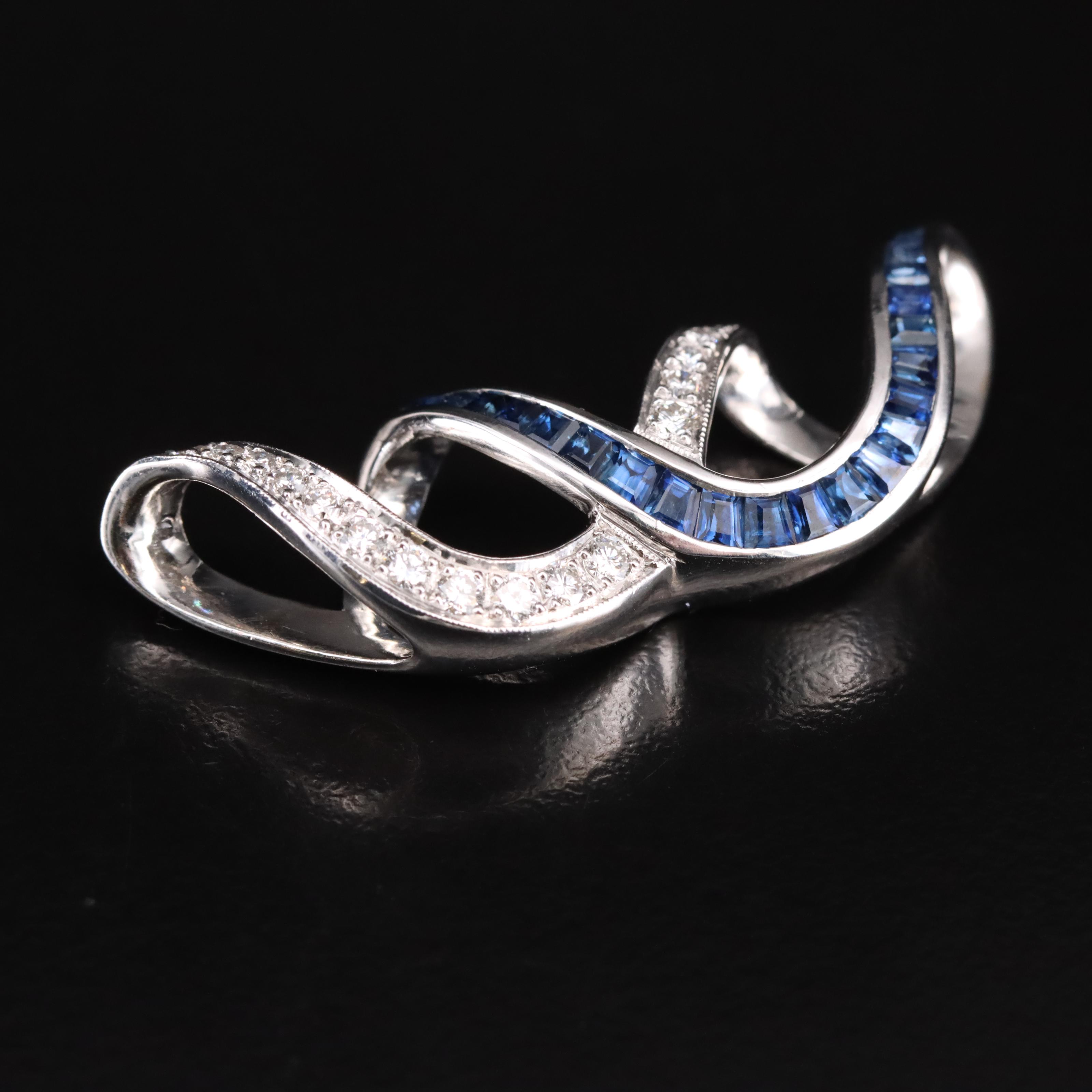 18K Diamond and Sapphire Slide Pendant
