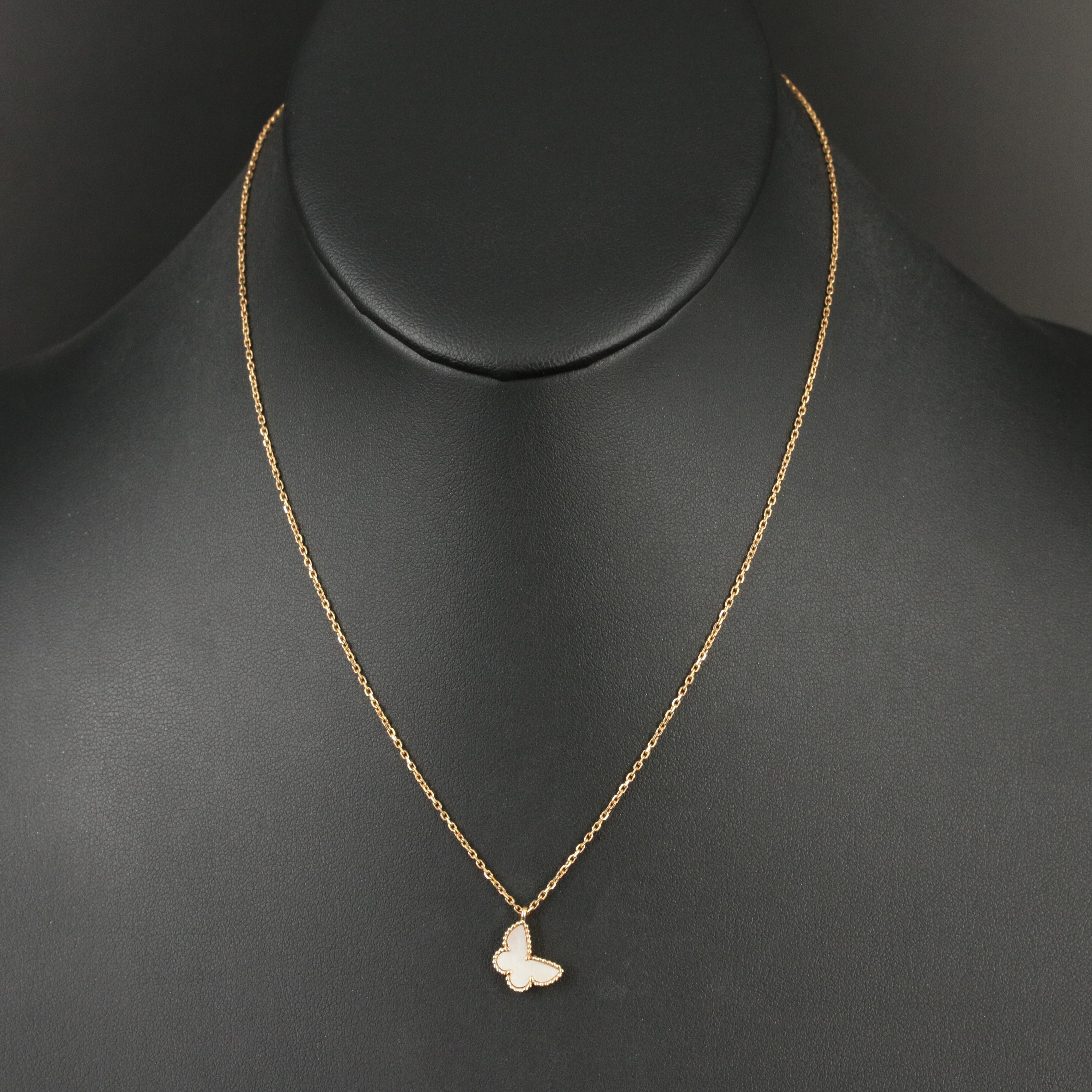 Van Cleef & Arpels "Sweet Alhambra" 18K Mother of Pearl Butterfly Necklace