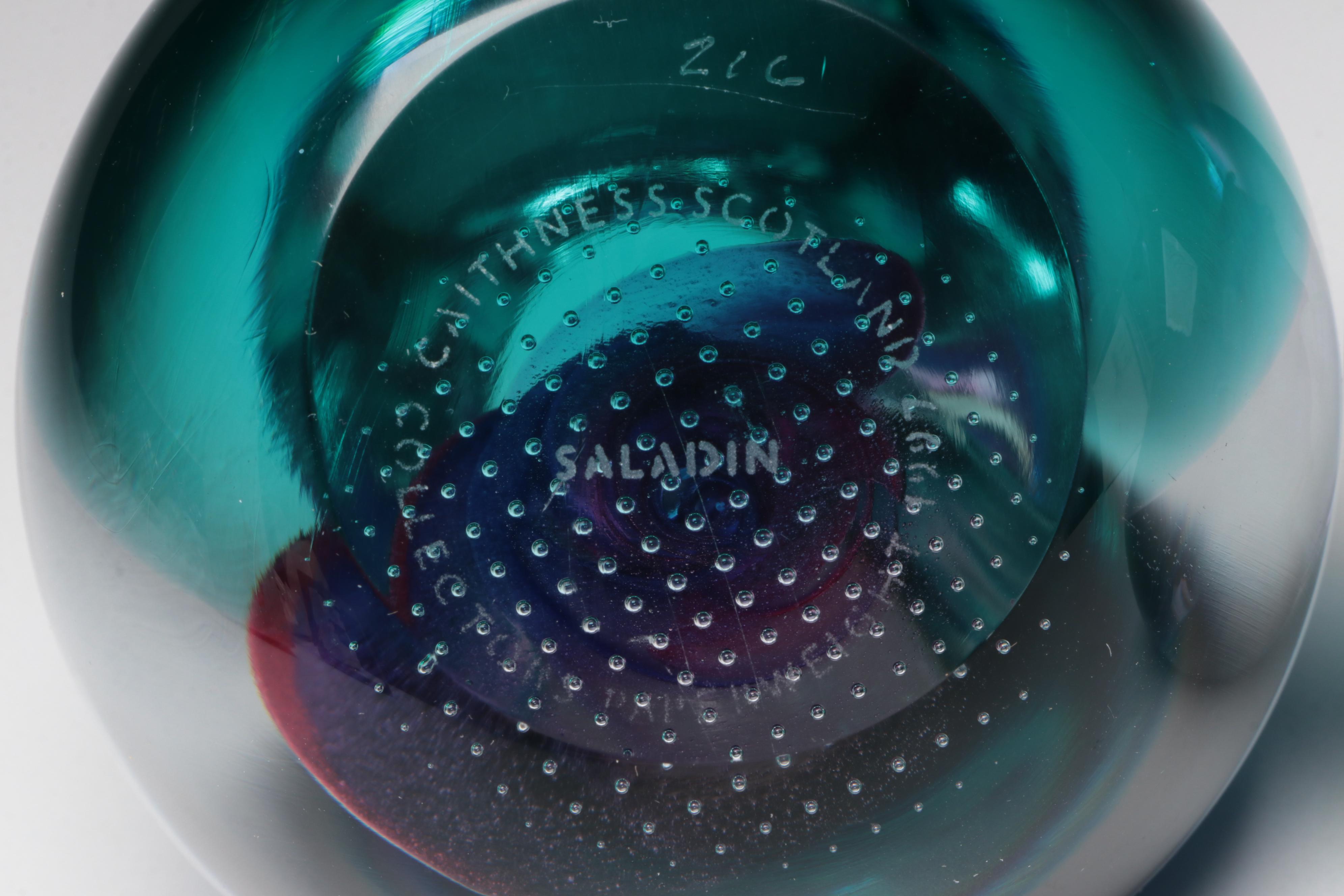 Caithness "Saracen", "Tropicana", and "Saladin" Blown Art Glass Paperweights