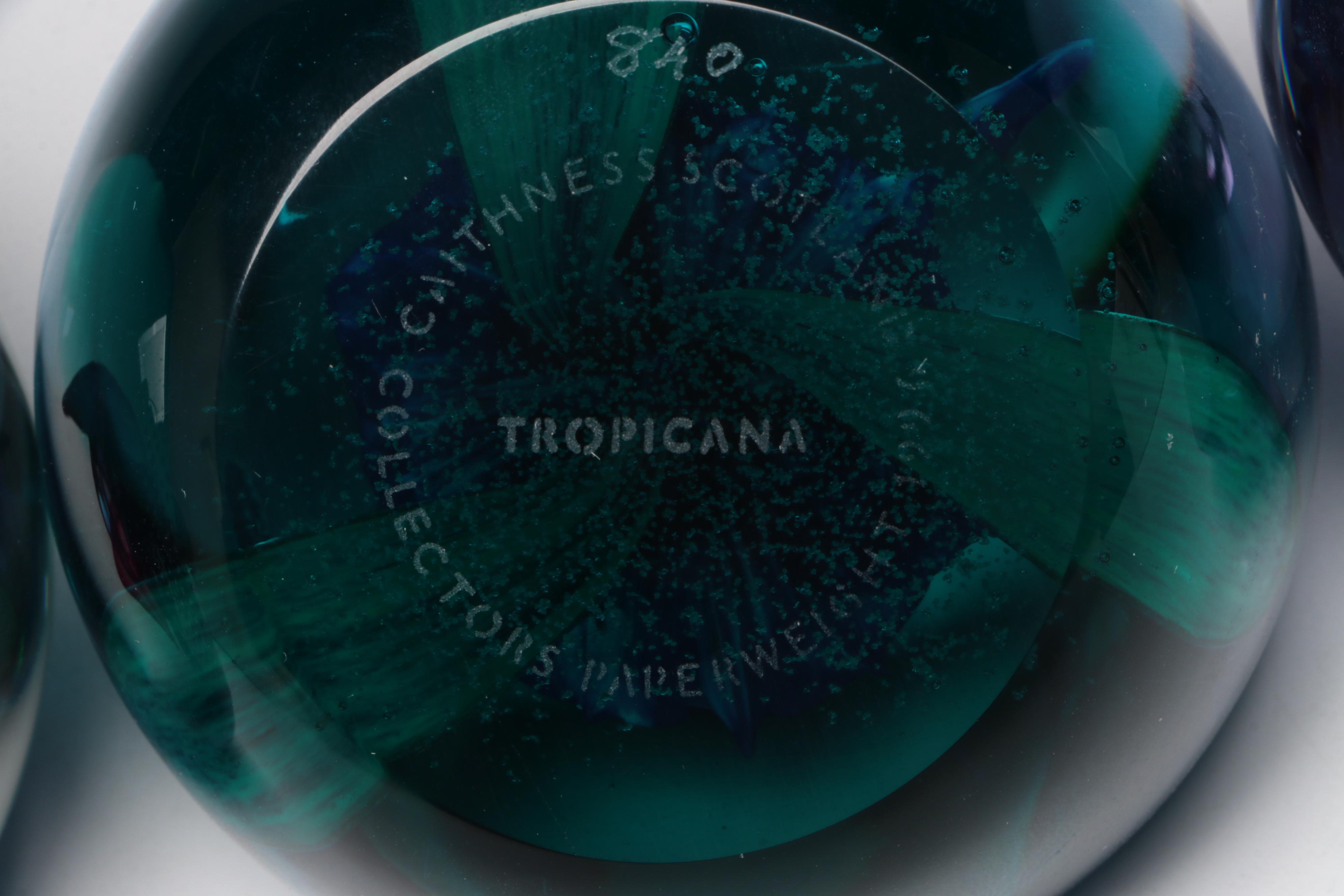 Caithness "Saracen", "Tropicana", and "Saladin" Blown Art Glass Paperweights