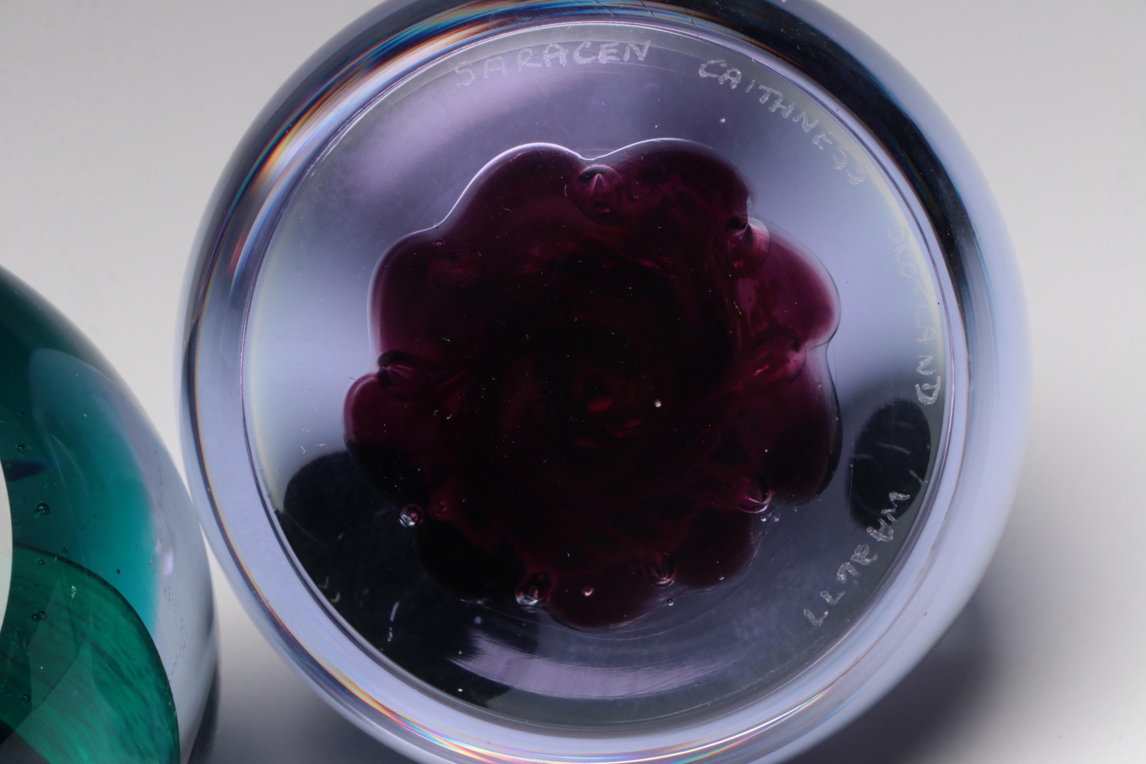 Caithness "Saracen", "Tropicana", and "Saladin" Blown Art Glass Paperweights