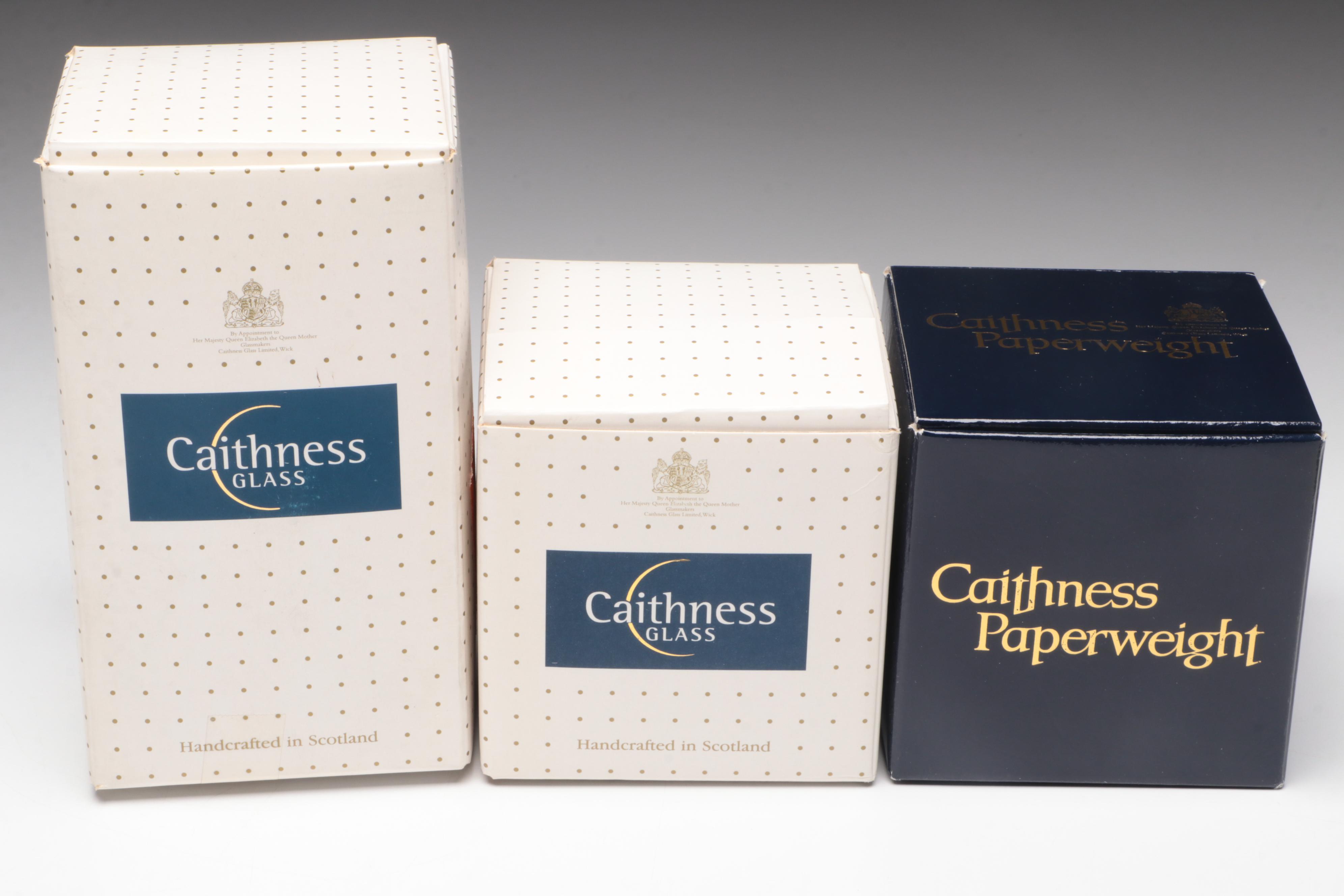 Caithness "Saracen", "Tropicana", and "Saladin" Blown Art Glass Paperweights