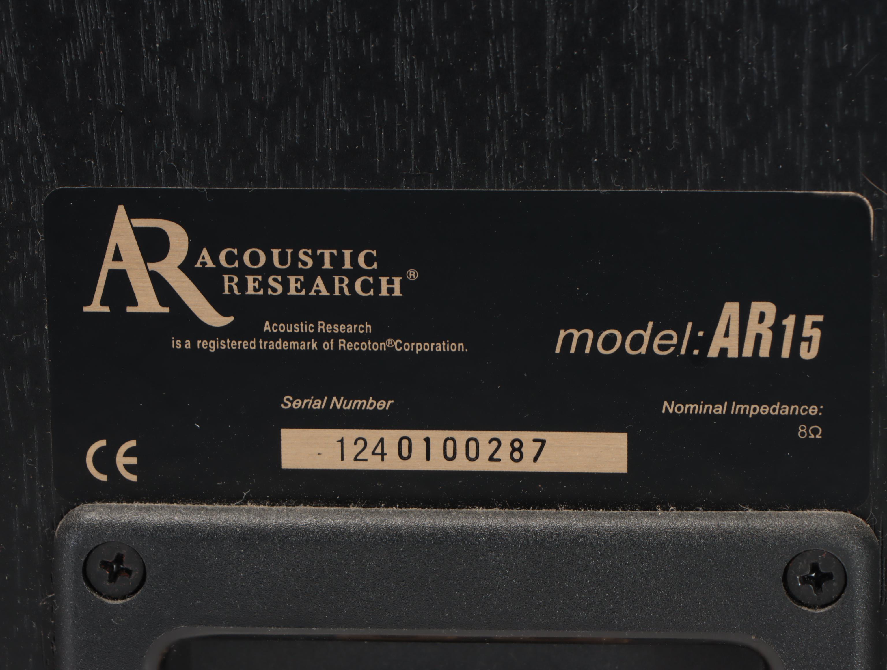 Acoustic Research AR4C Center Channel With Pair of AR15 Loudspeakers