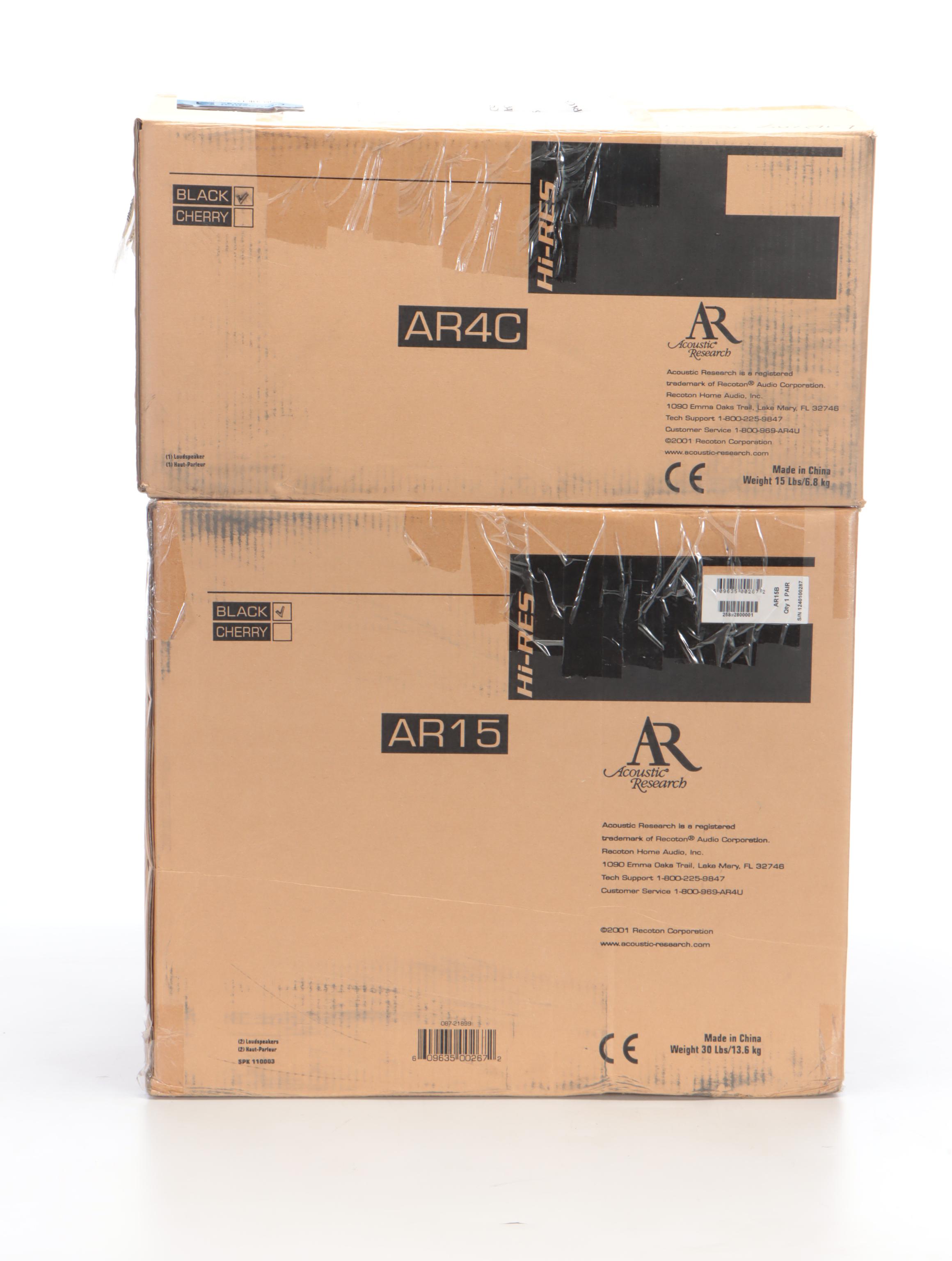 Acoustic Research AR4C Center Channel With Pair of AR15 Loudspeakers