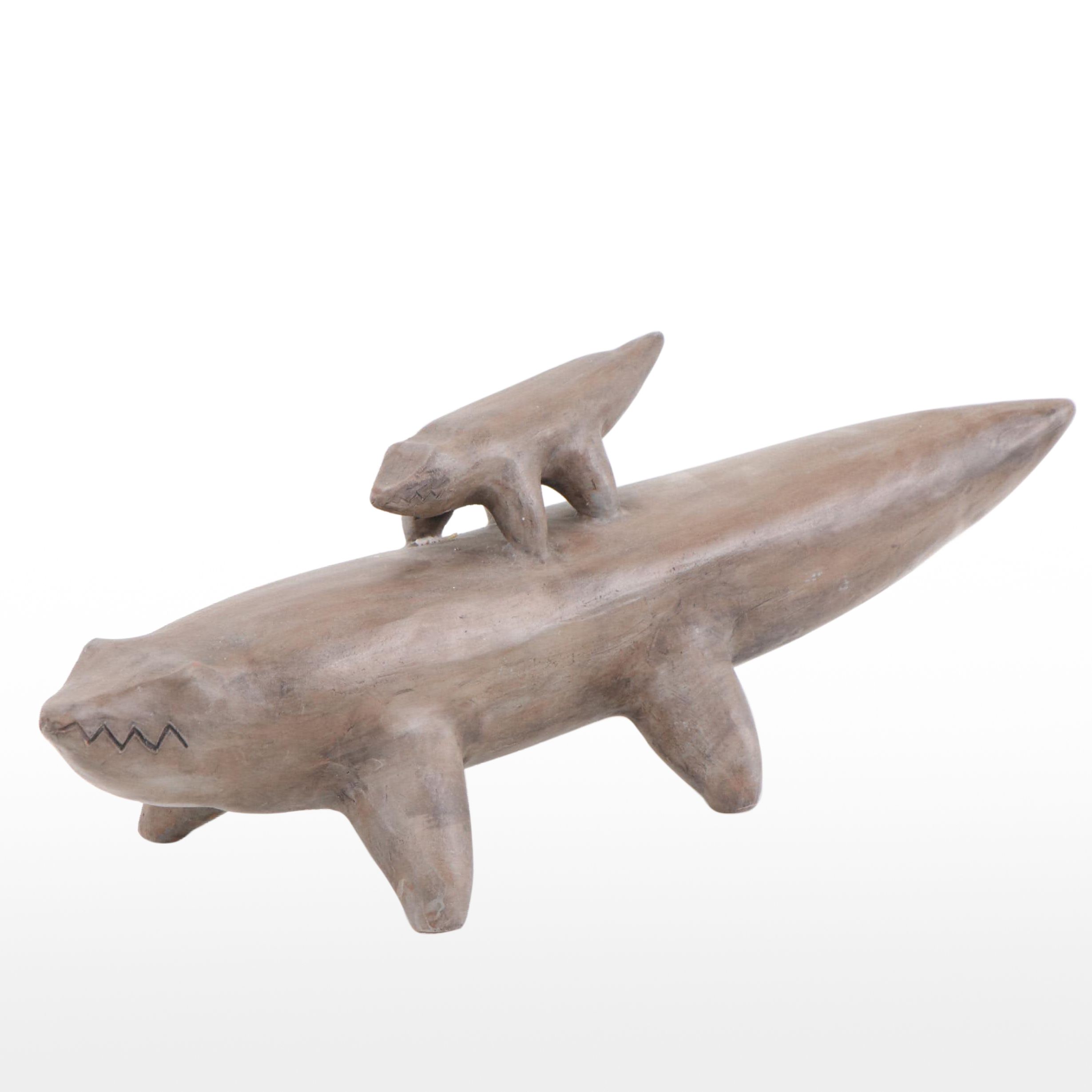 Hand-built Ceramic Sculpture of Stacked Abstract Animals, 1995