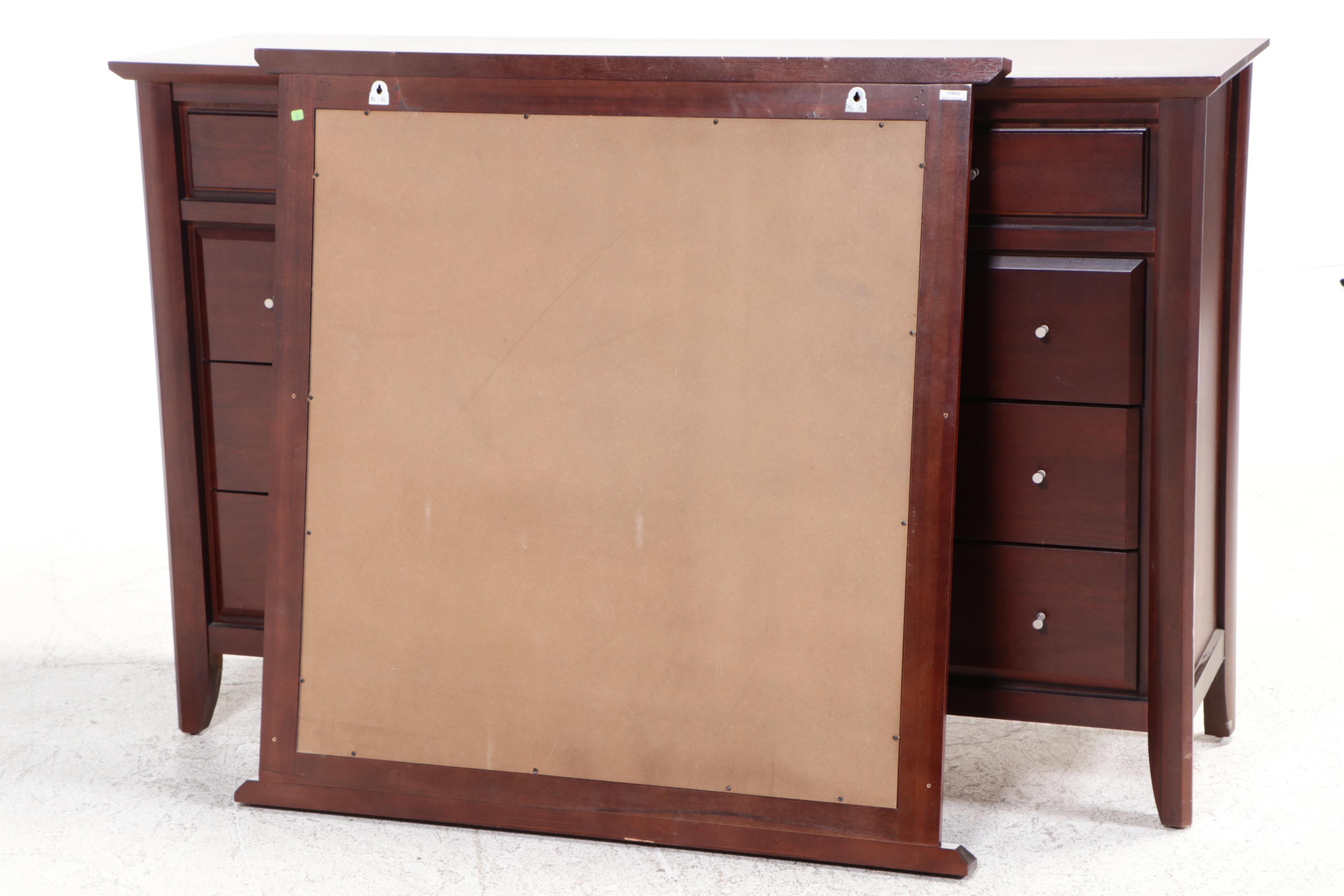 Contemporary Nine-Drawer Dresser and Mirror