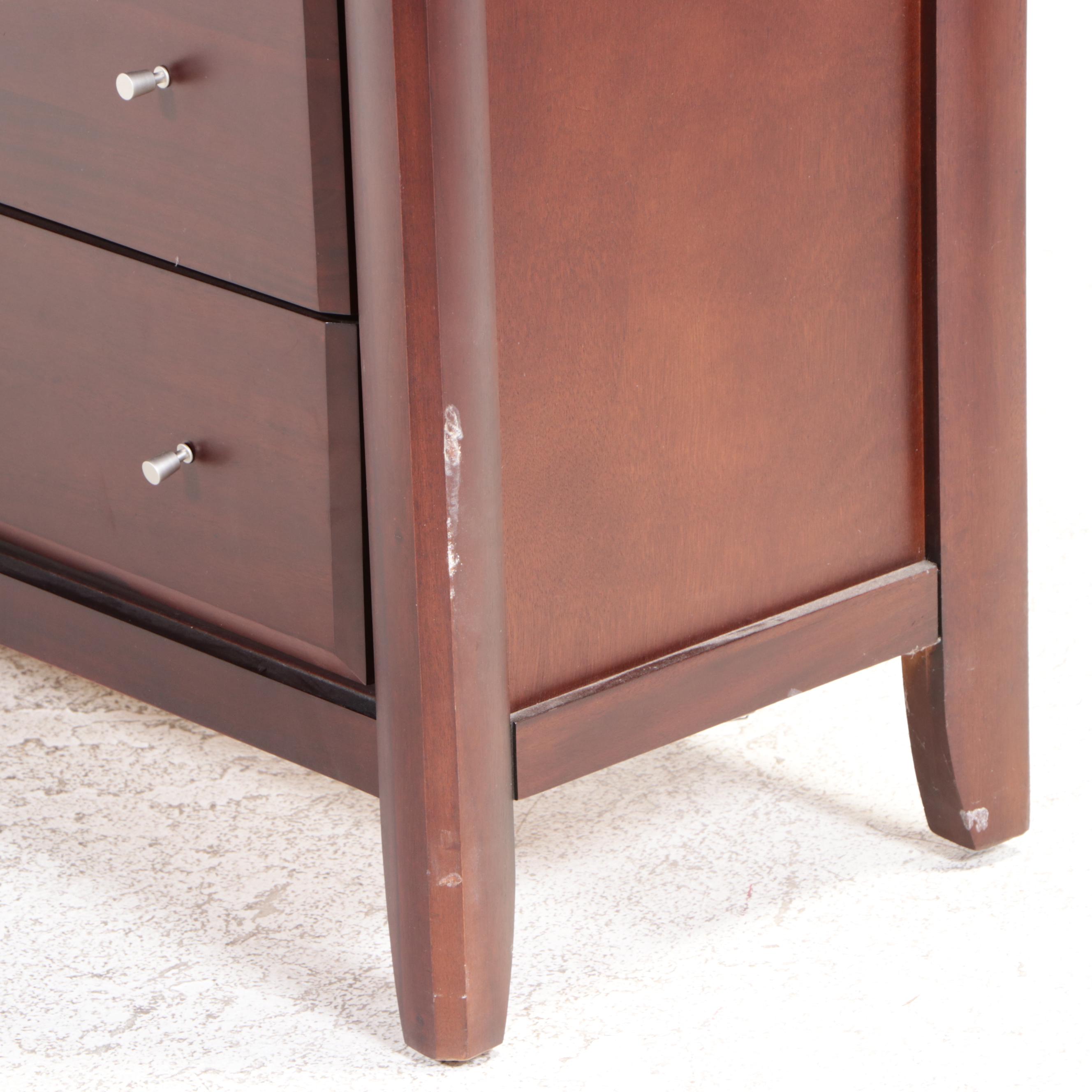 Contemporary Nine-Drawer Dresser and Mirror