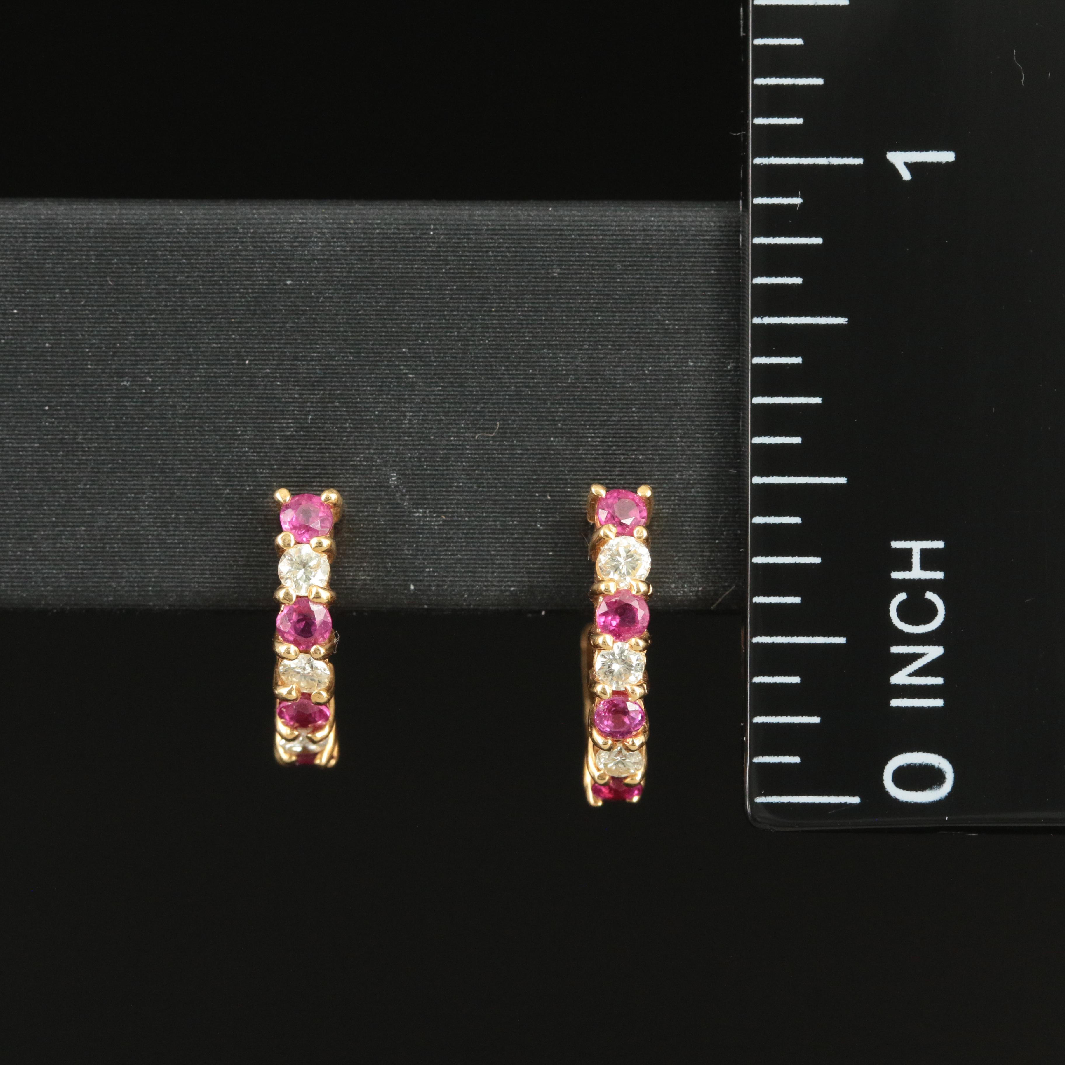 18K Ruby and 0.18 CTW Diamond Half Hoop Earrings
