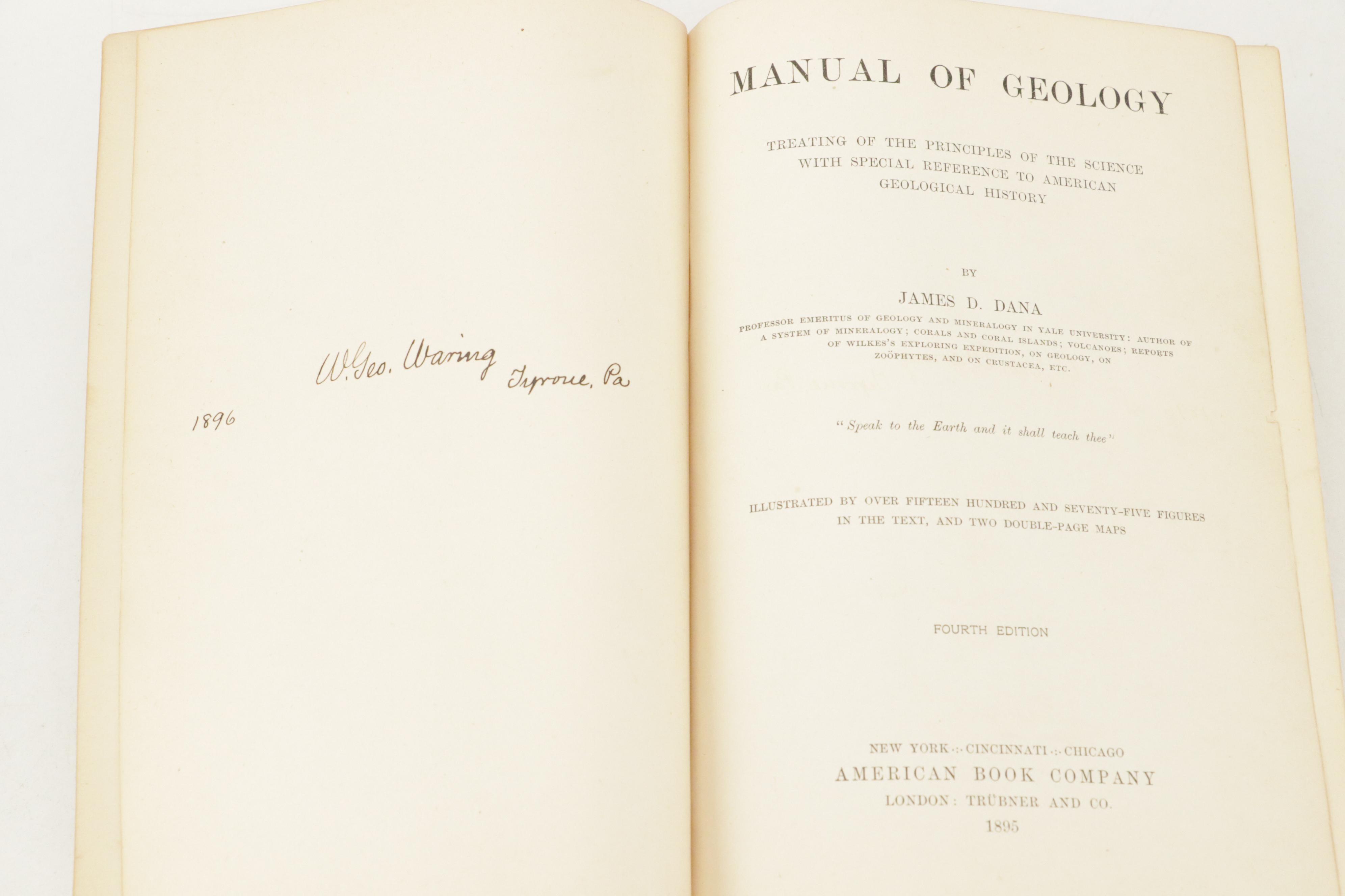 Illustrated "Manual of Geology" by James D. Dana with "The Water World"