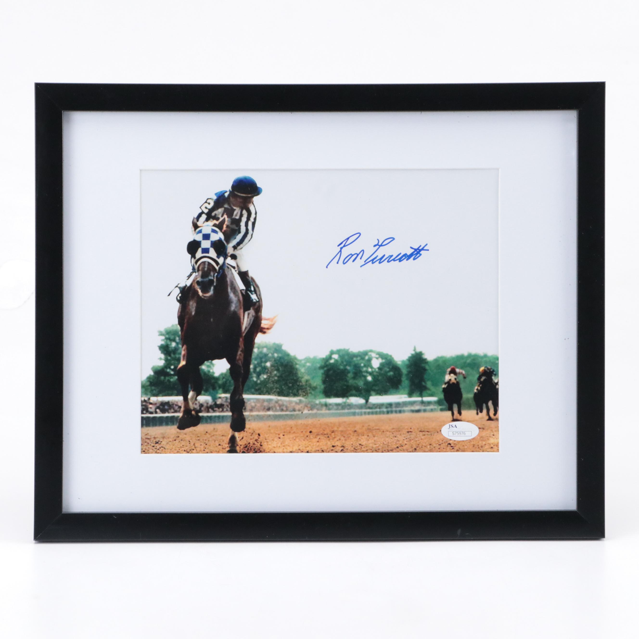 Signed Ron Turcotte Riding Secretariat Giclée in Matted Frame