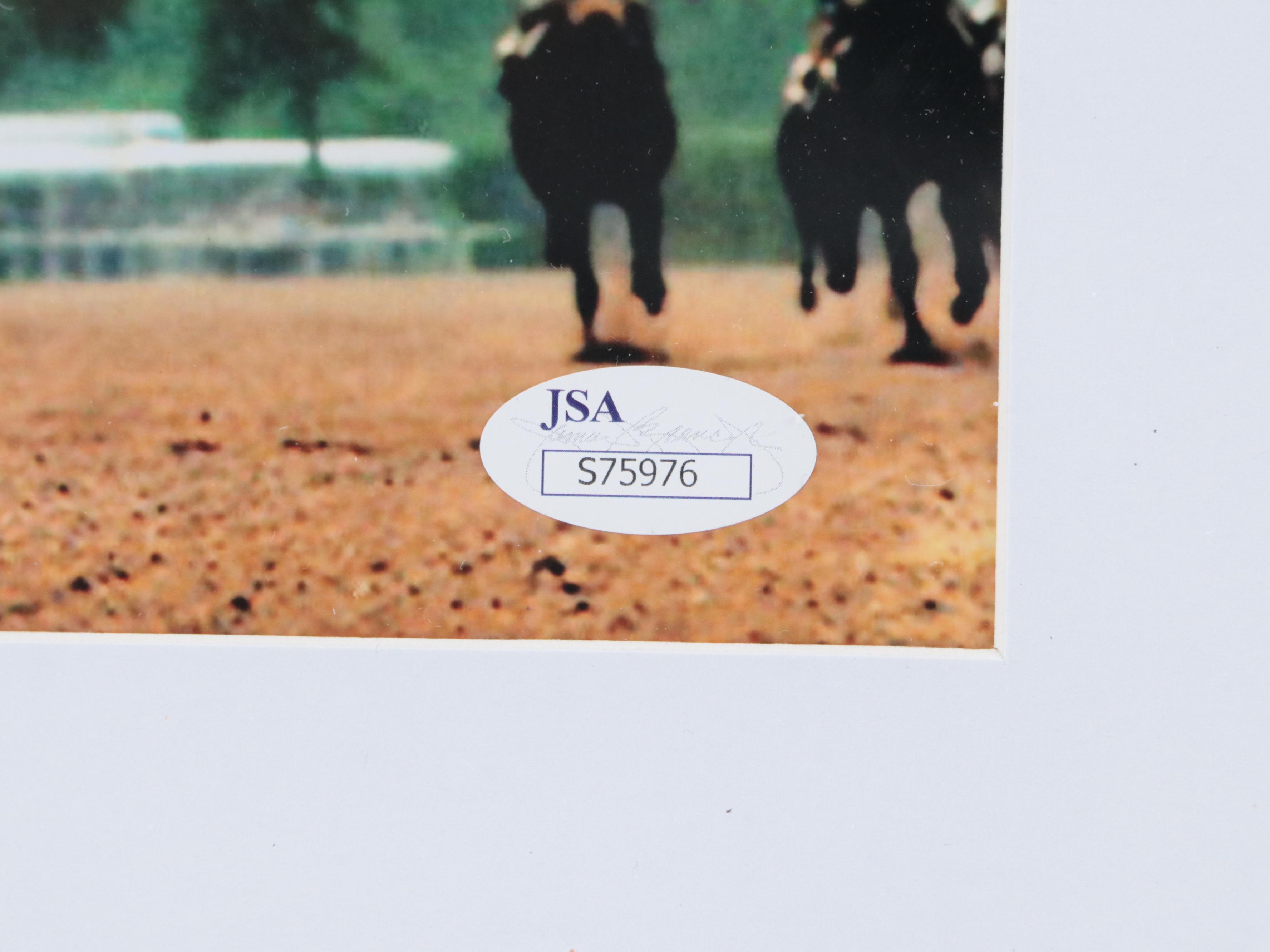 Signed Ron Turcotte Riding Secretariat Giclée in Matted Frame