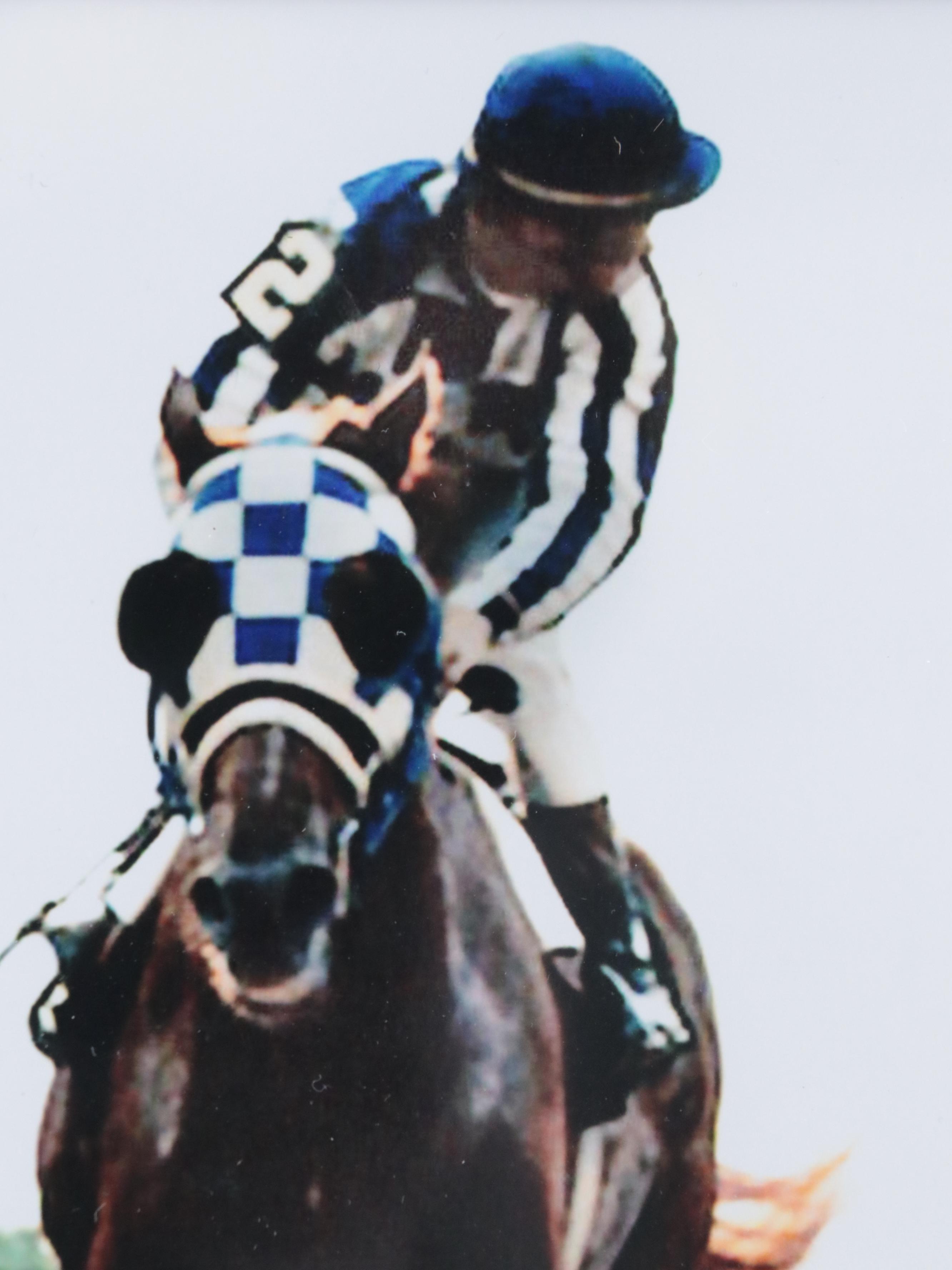 Signed Ron Turcotte Riding Secretariat Giclée in Matted Frame