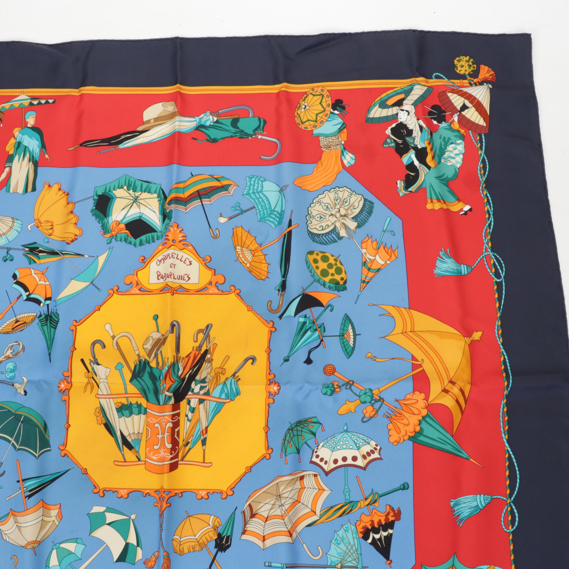 Hermès "Ombrelles et Parapluies" Silk Scarf by Hubert de Watrigant