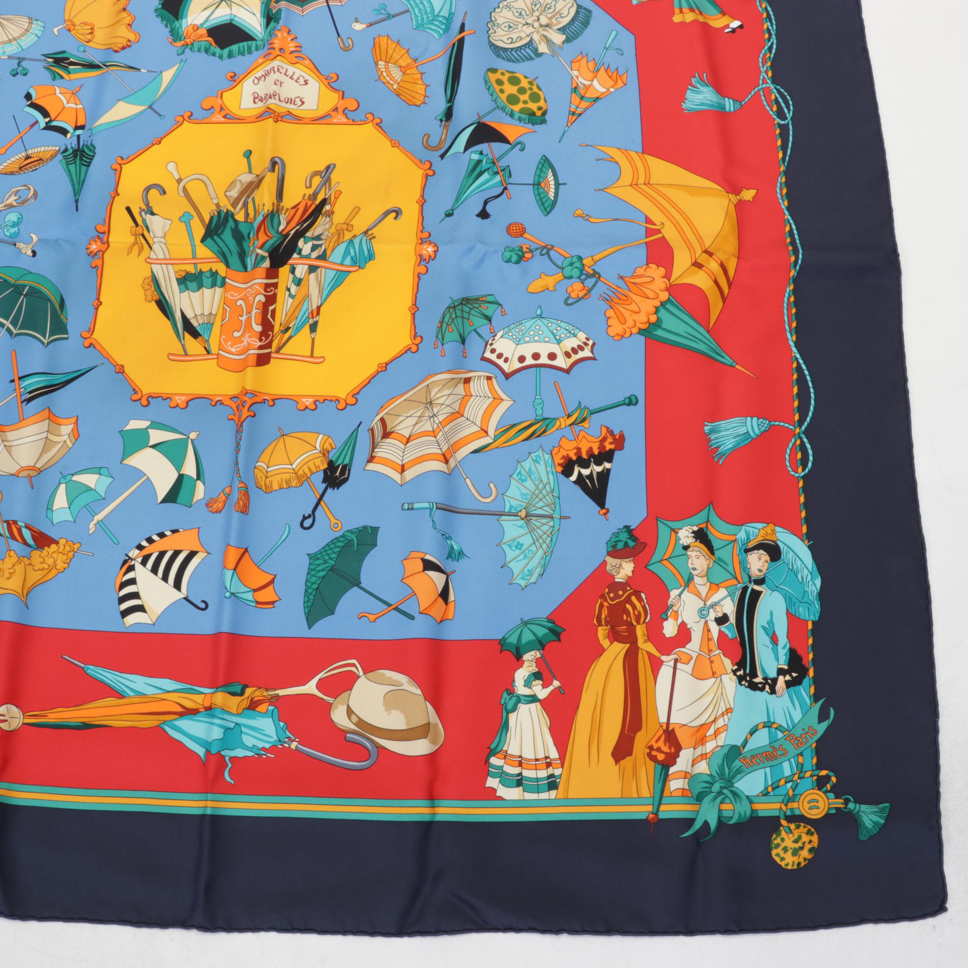 Hermès "Ombrelles et Parapluies" Silk Scarf by Hubert de Watrigant