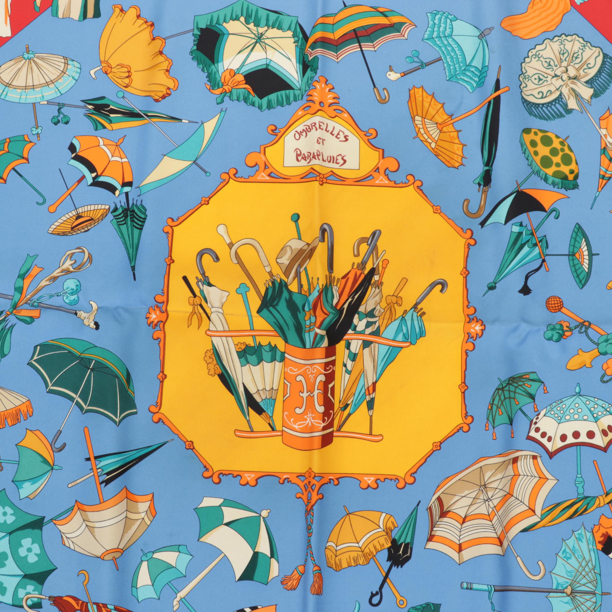 Hermès "Ombrelles et Parapluies" Silk Scarf by Hubert de Watrigant