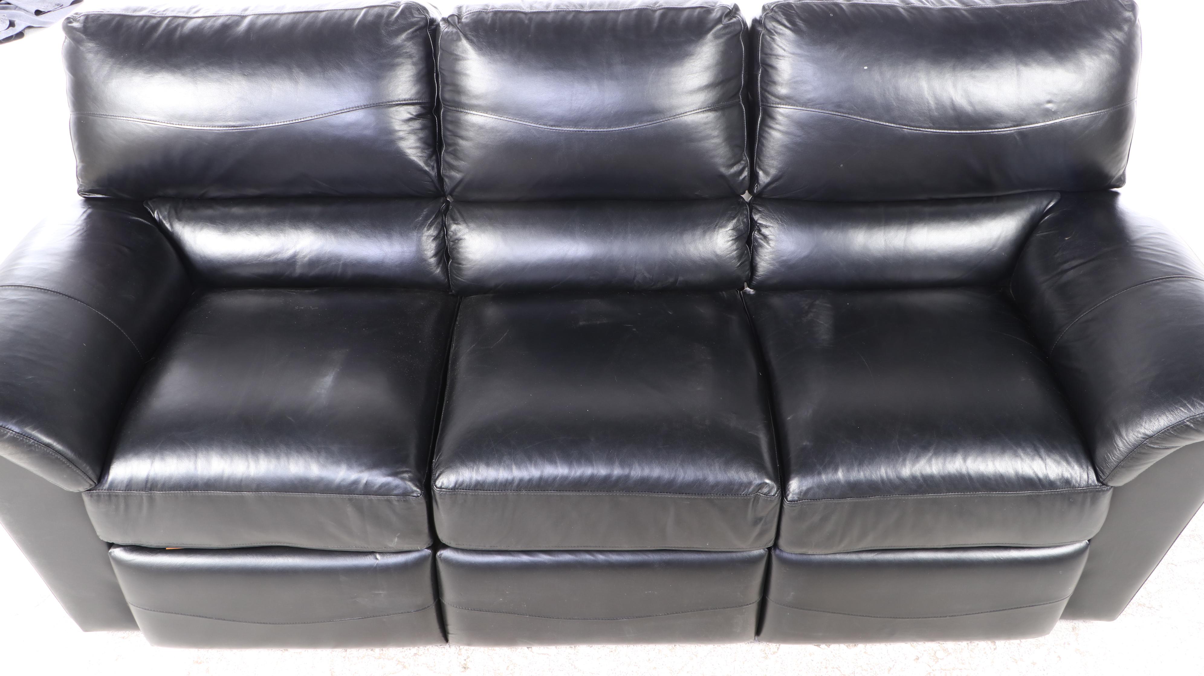 Contemporary Leather Three-Seat Recliner