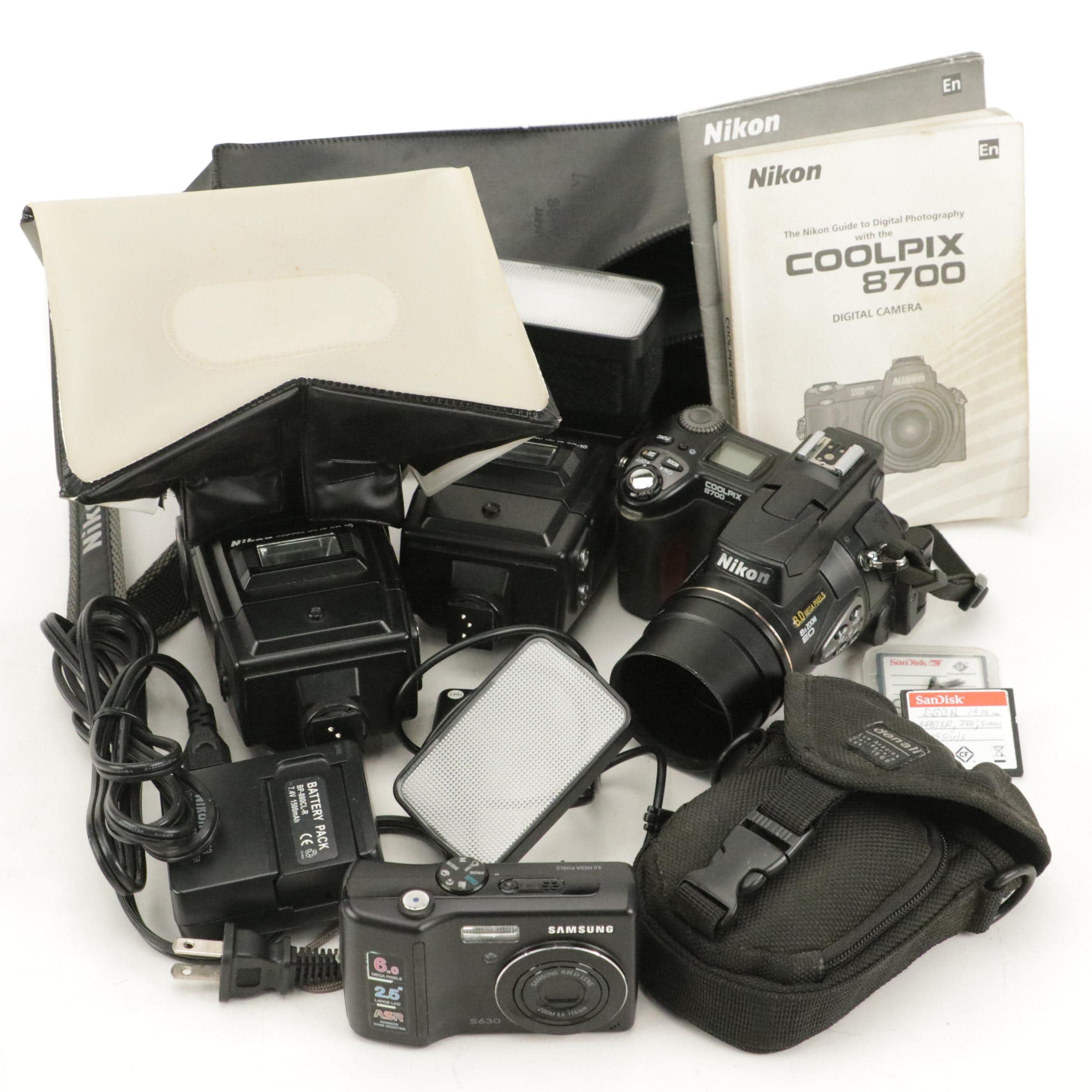 Nikon "Coolpix 8700" SLR Camera and Samsung "S630" Digital Camera with More
