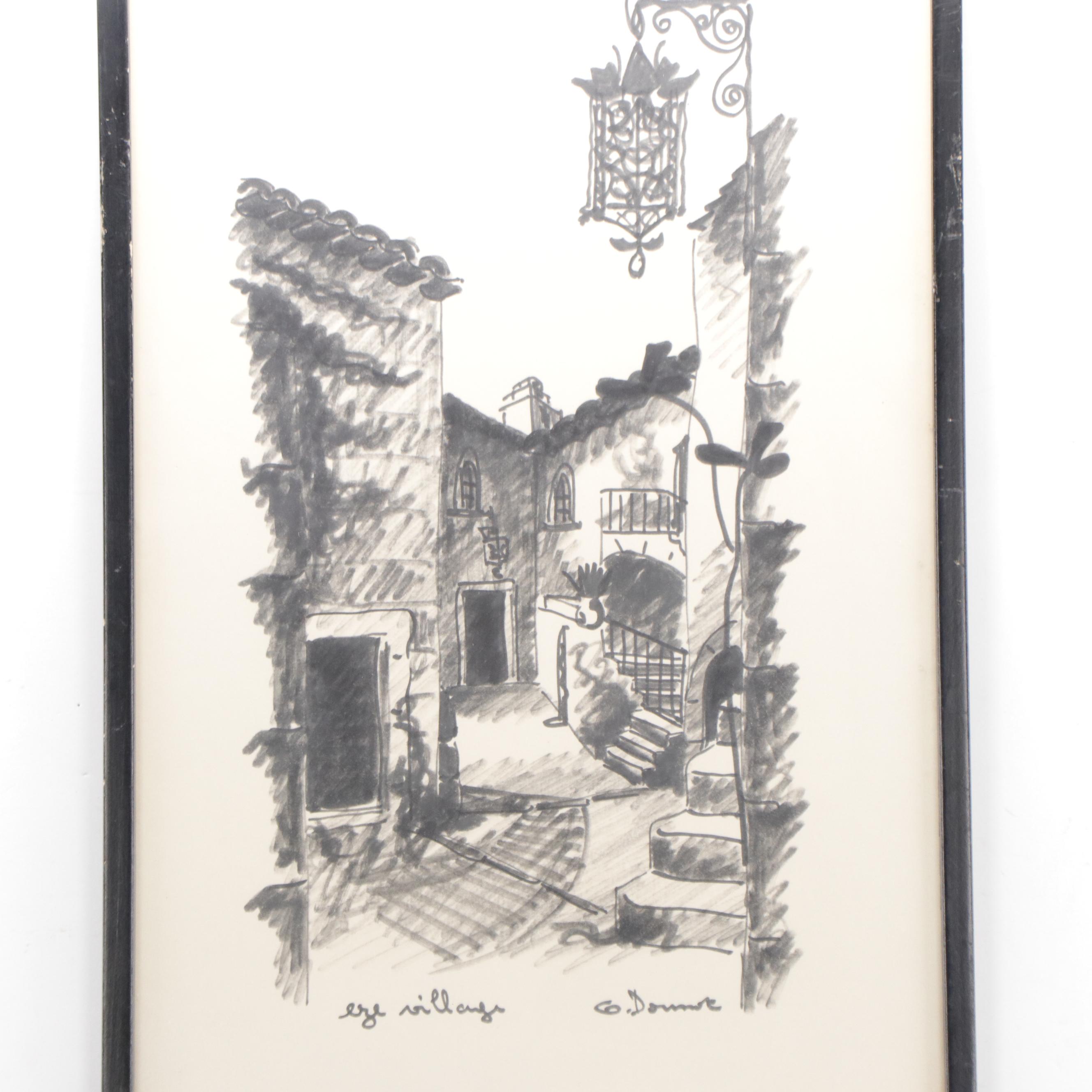 Lithographic Prints of Village Scenes
