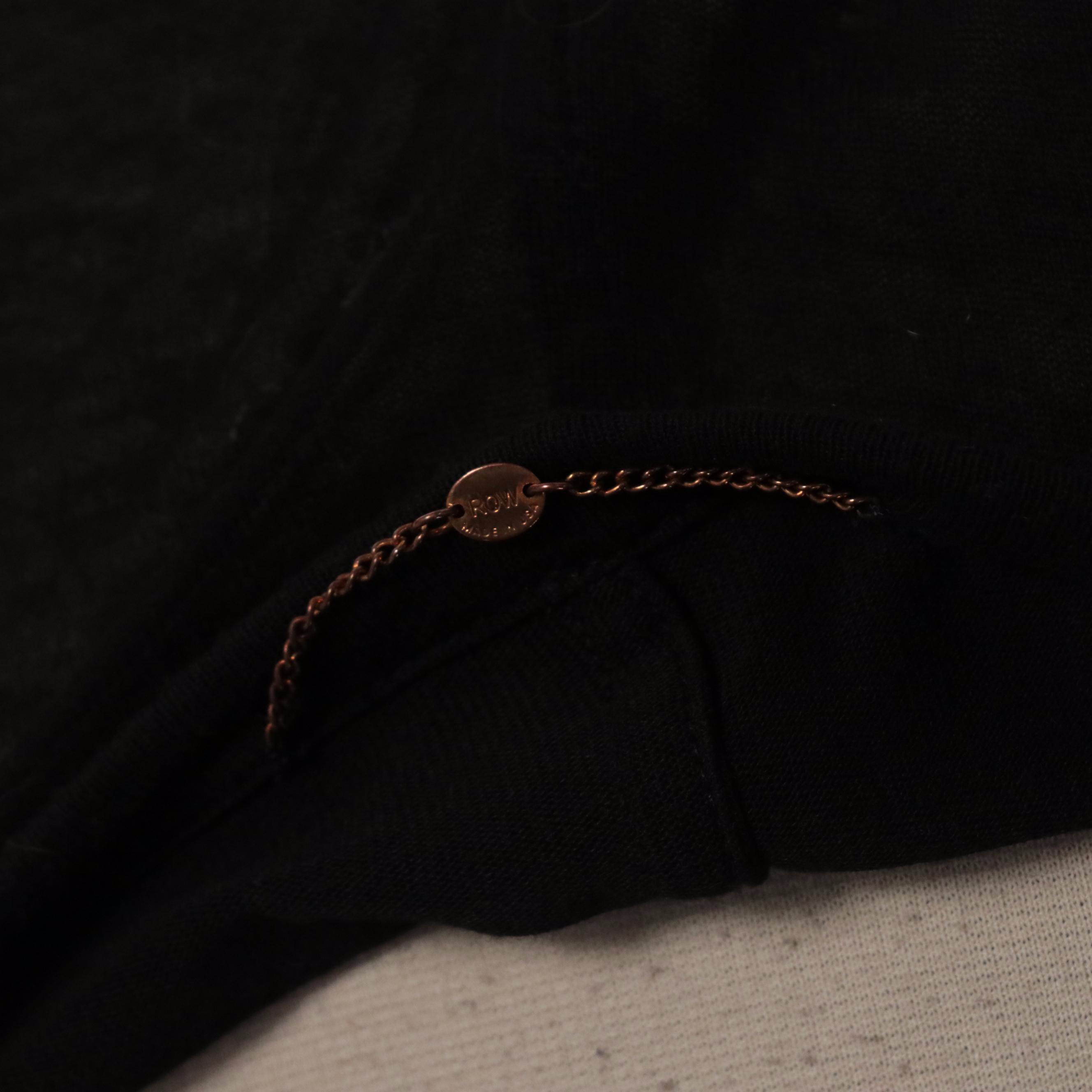 The Row Open Front Cardigan Sweater and Black Scoop Neck Long Sleeve T-Shirt