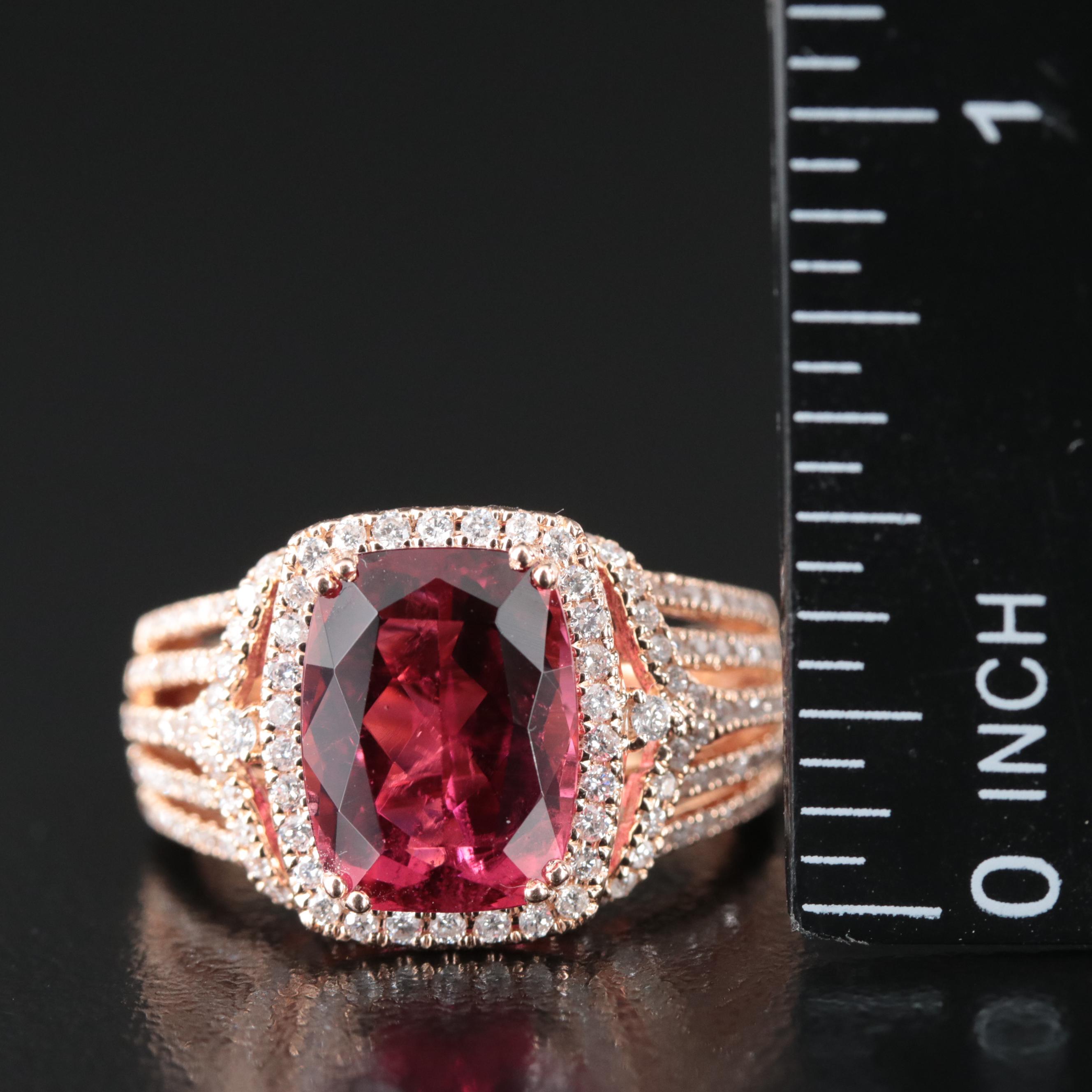 EFFY 14K Rose Gold Rubellite and Diamond Ring