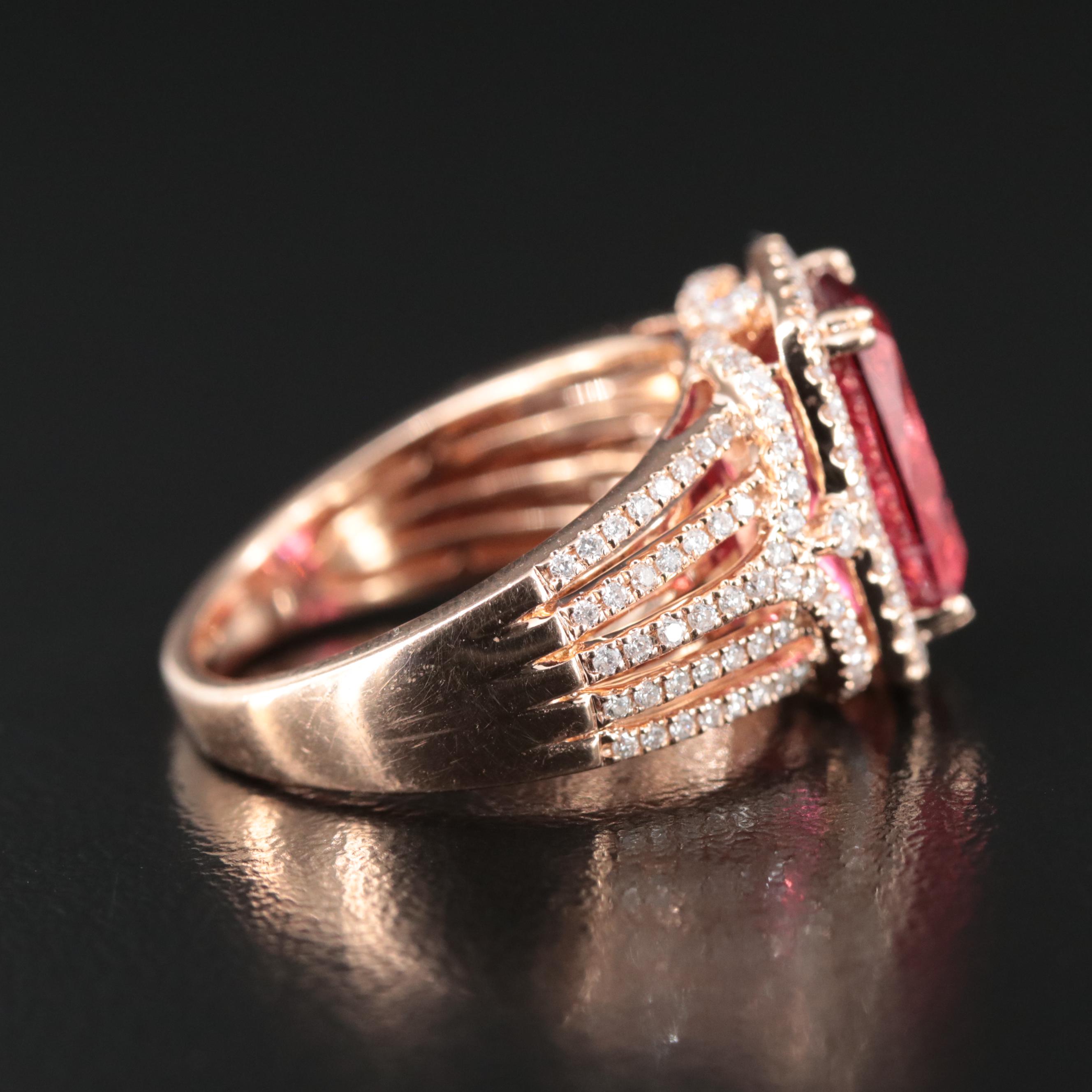 EFFY 14K Rose Gold Rubellite and Diamond Ring