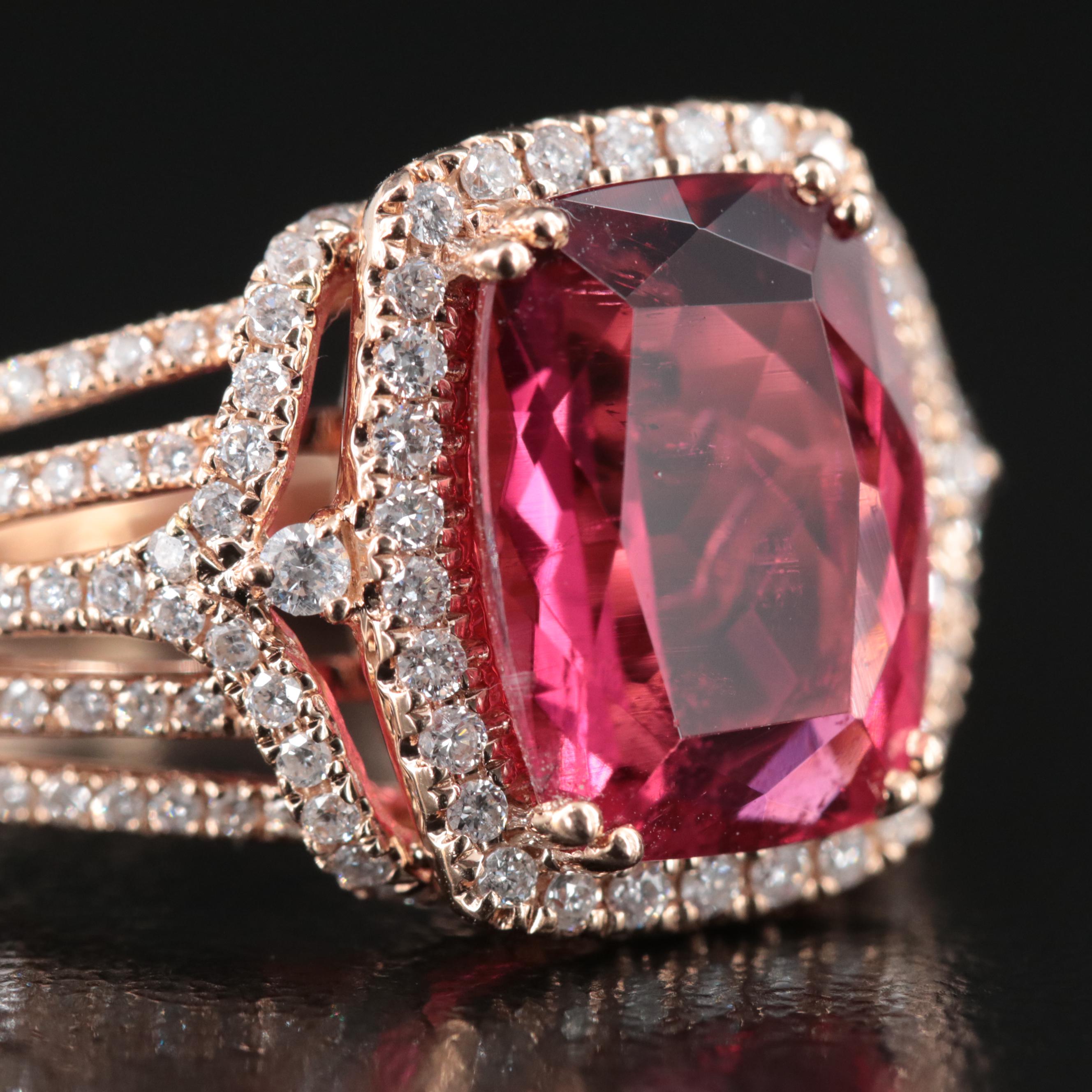 EFFY 14K Rose Gold Rubellite and Diamond Ring