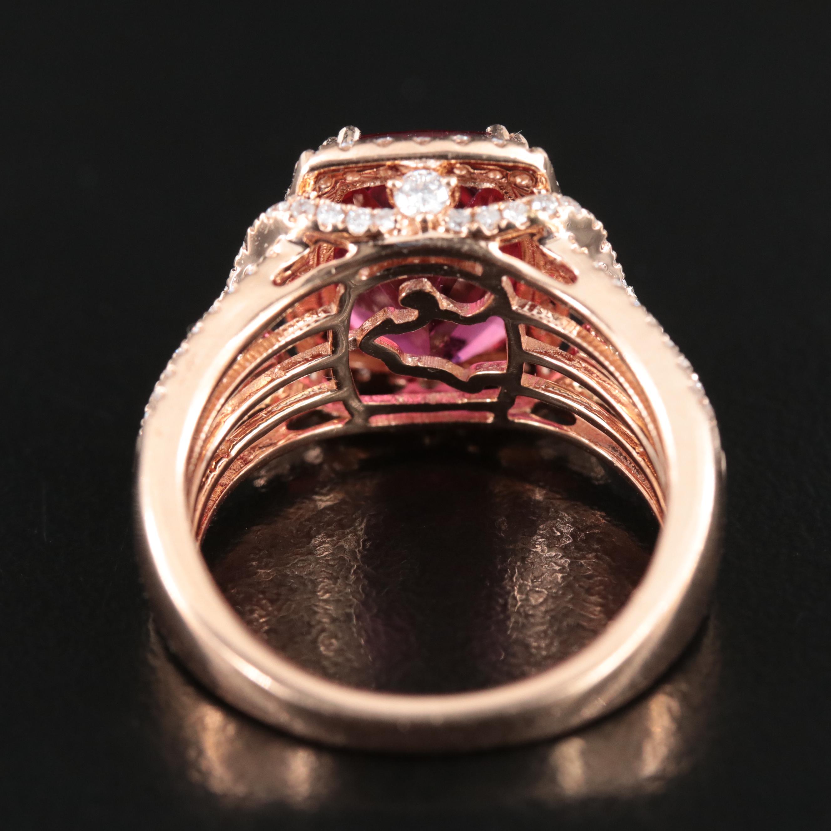 EFFY 14K Rose Gold Rubellite and Diamond Ring