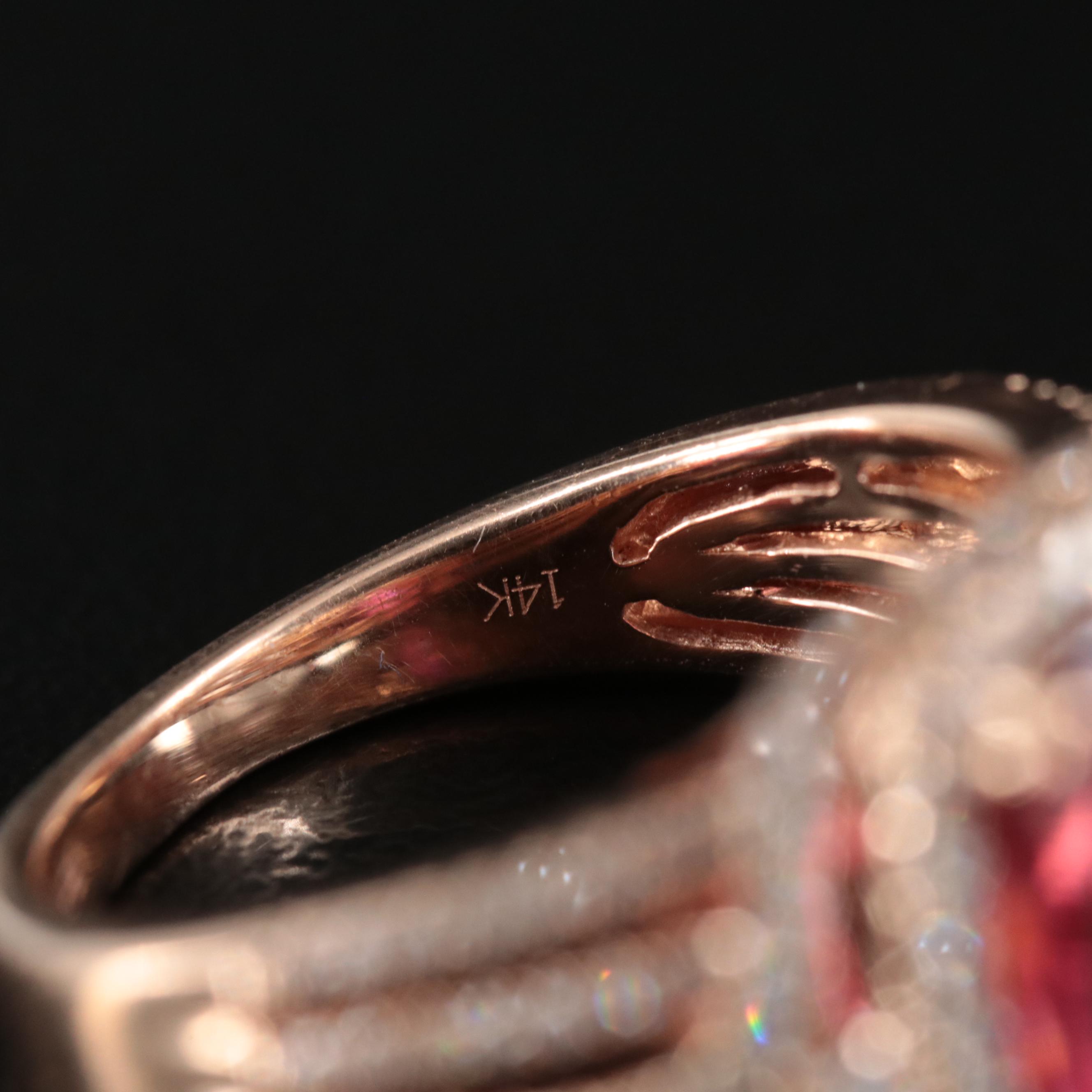EFFY 14K Rose Gold Rubellite and Diamond Ring