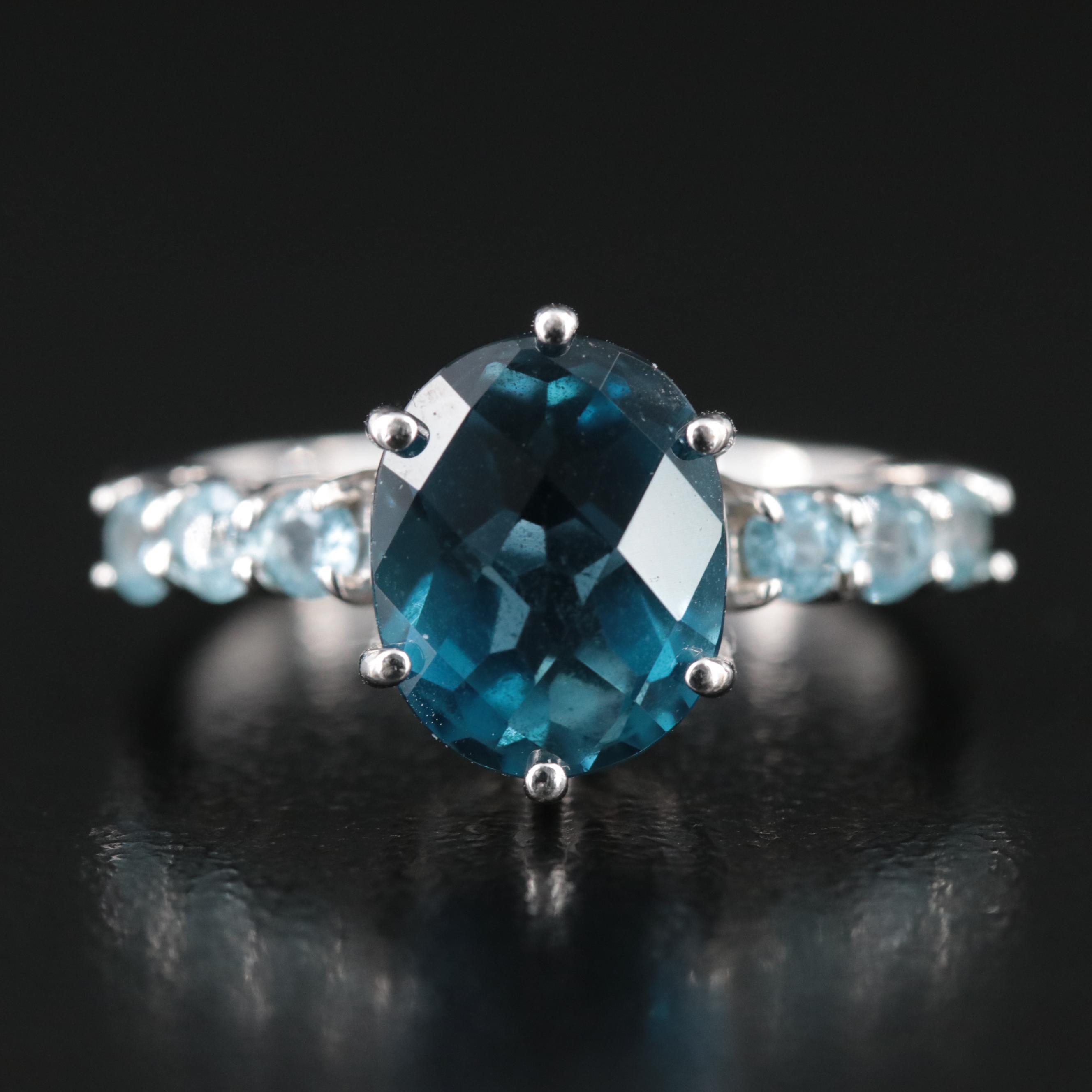 10K London Blue and Sky Blue Topaz Ring