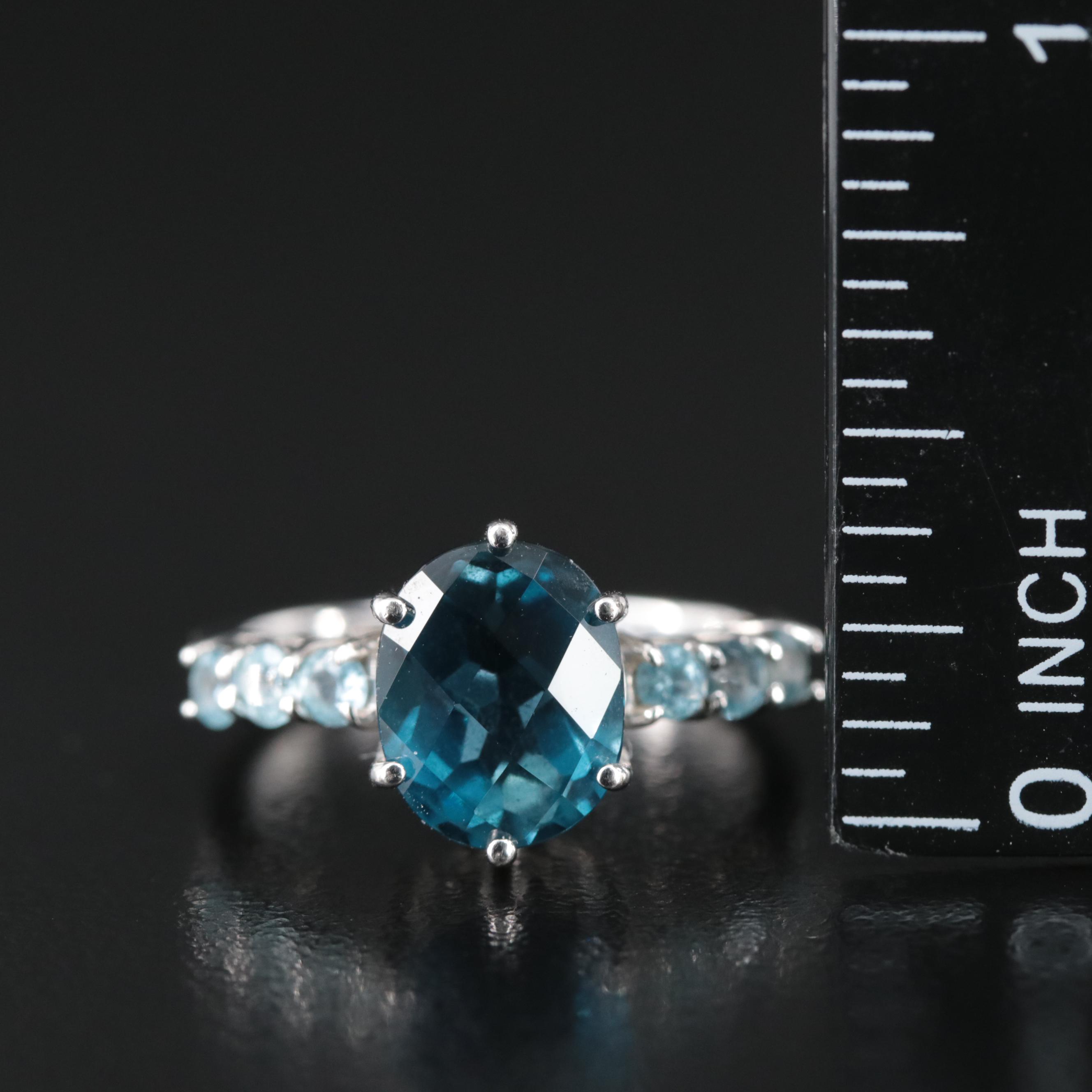 10K London Blue and Sky Blue Topaz Ring