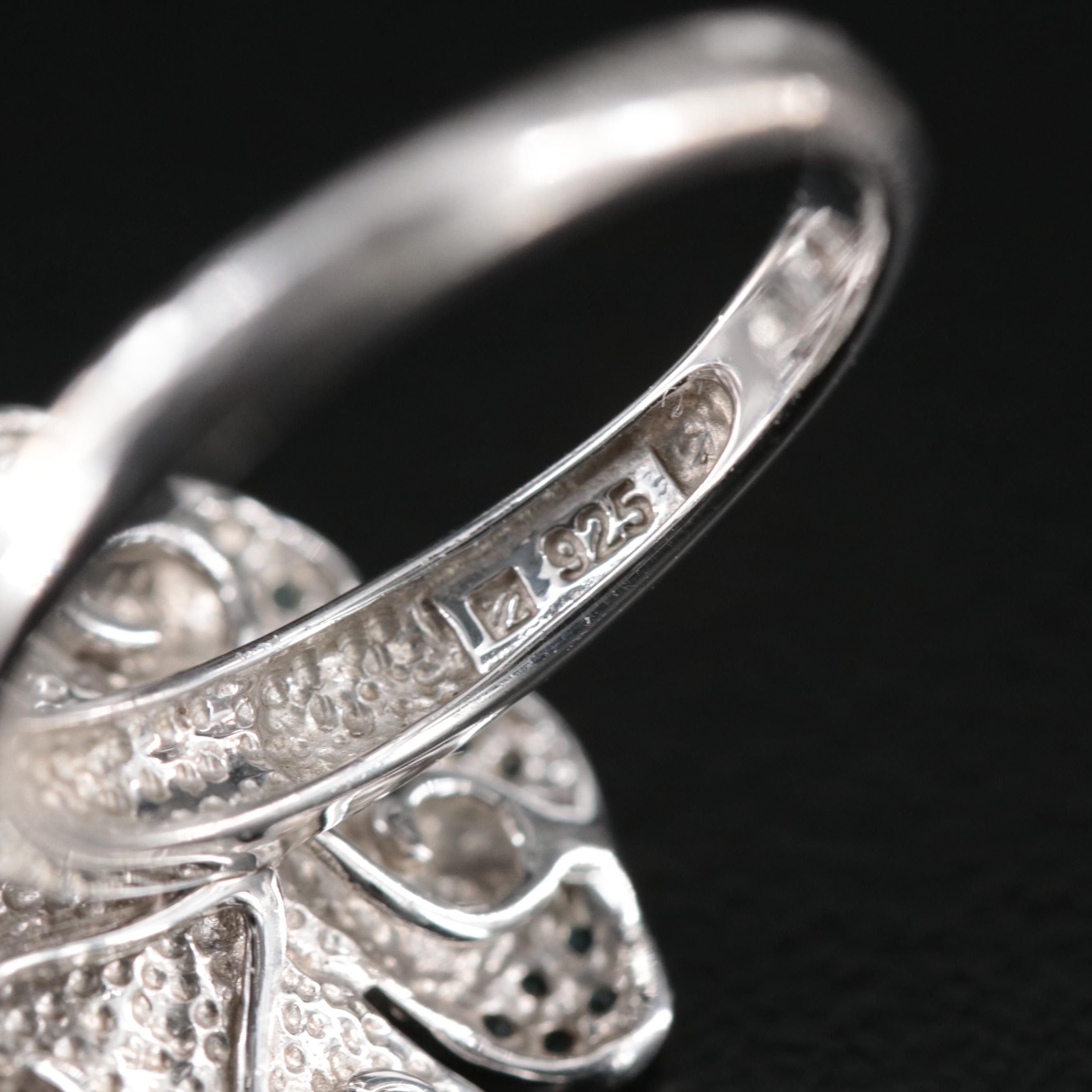 Sterling Diamond Ring Collection Including Fancy Color