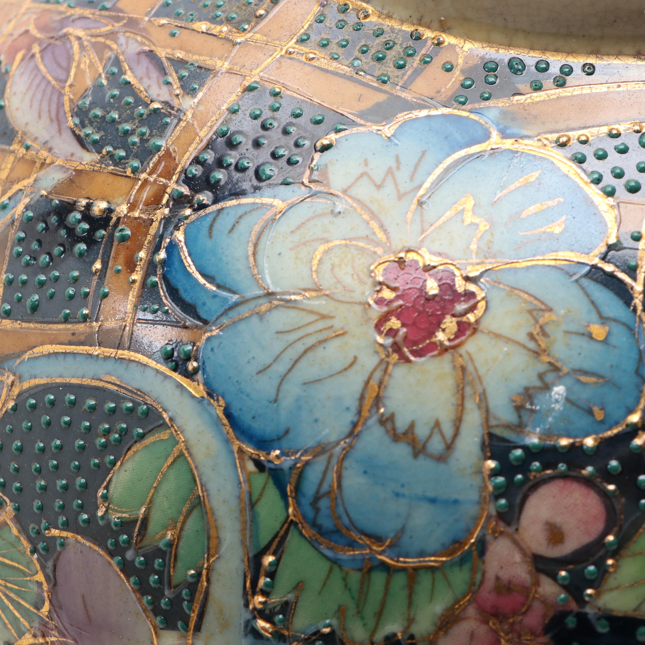 Chinese Moriage Ceramic Vase and Hand-Painted Ceramic Floor Vase