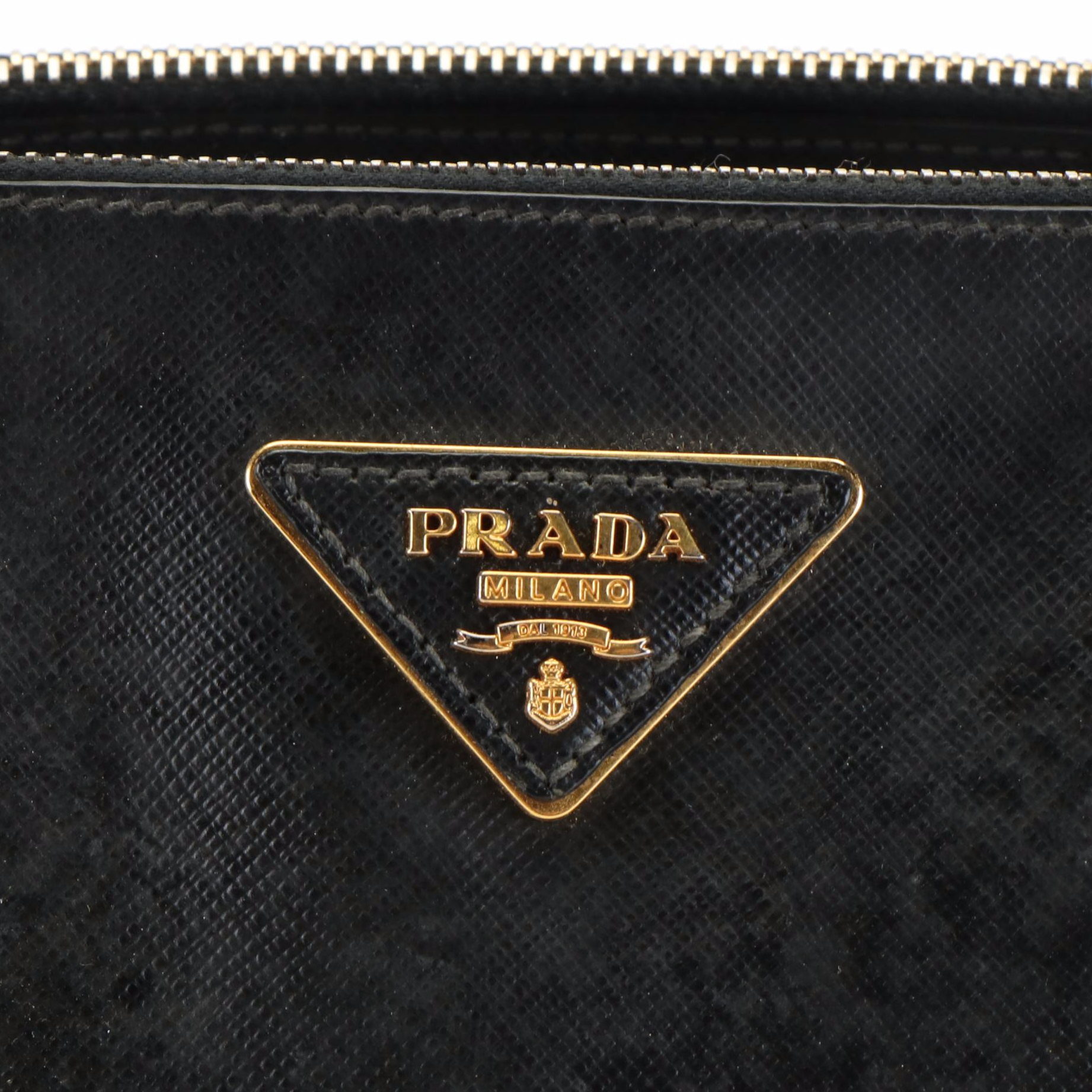 Prada Large Double-Zip Tote Bag in Black Saffiano Lux Leather